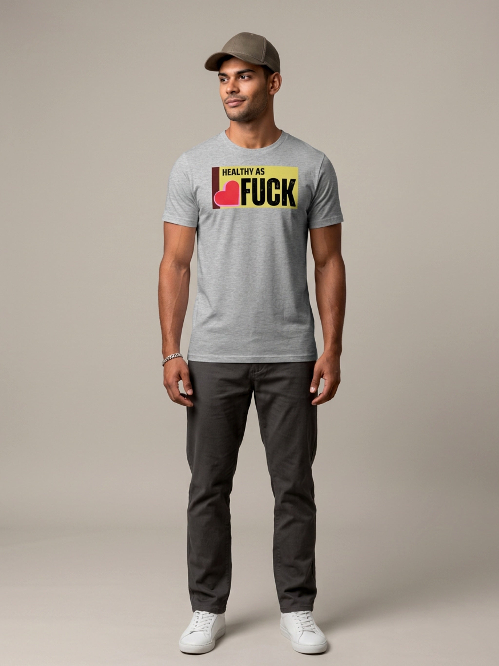 MENS 'HEALTHY ASF'  organic mid-light TEE