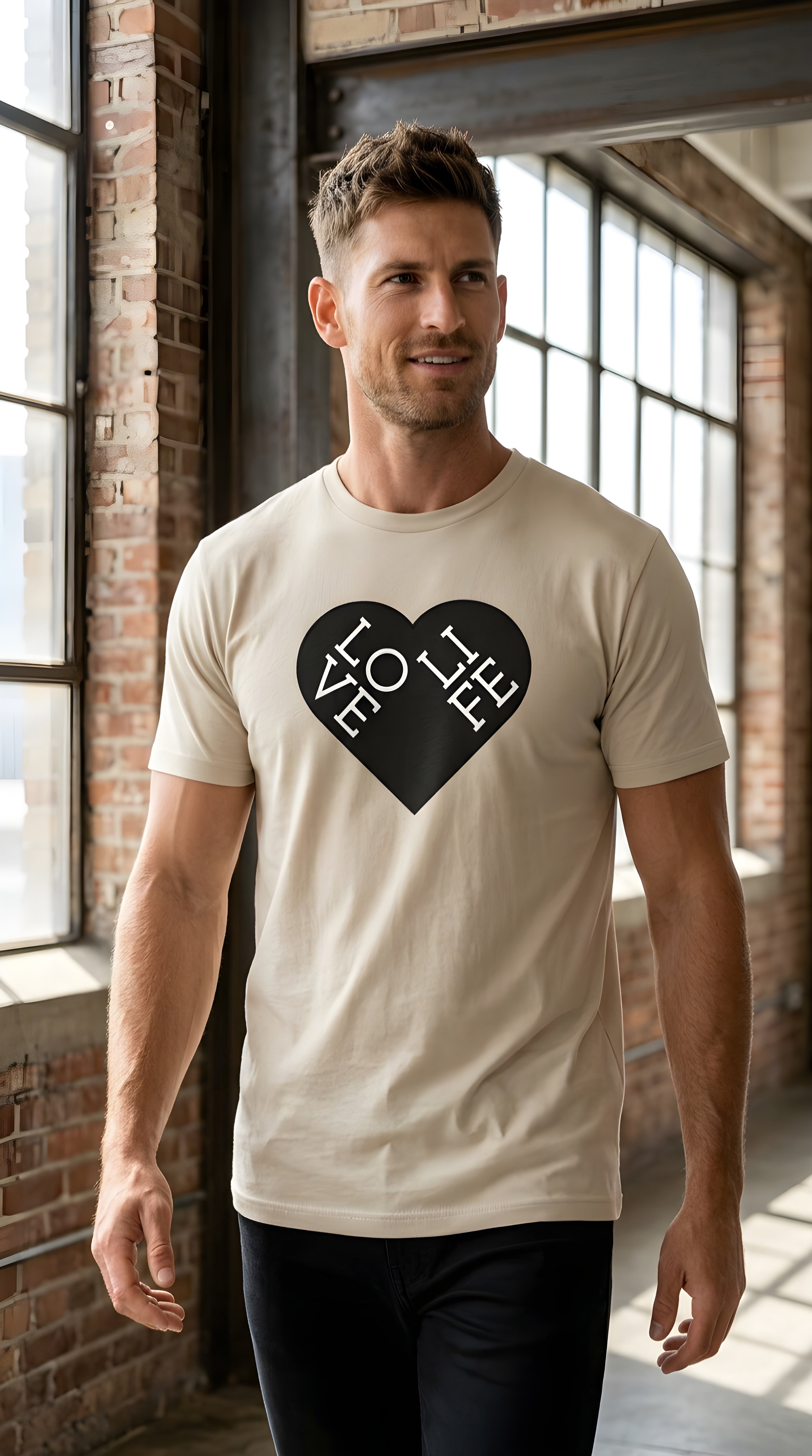 Mens Love Life organic mid-light Tee