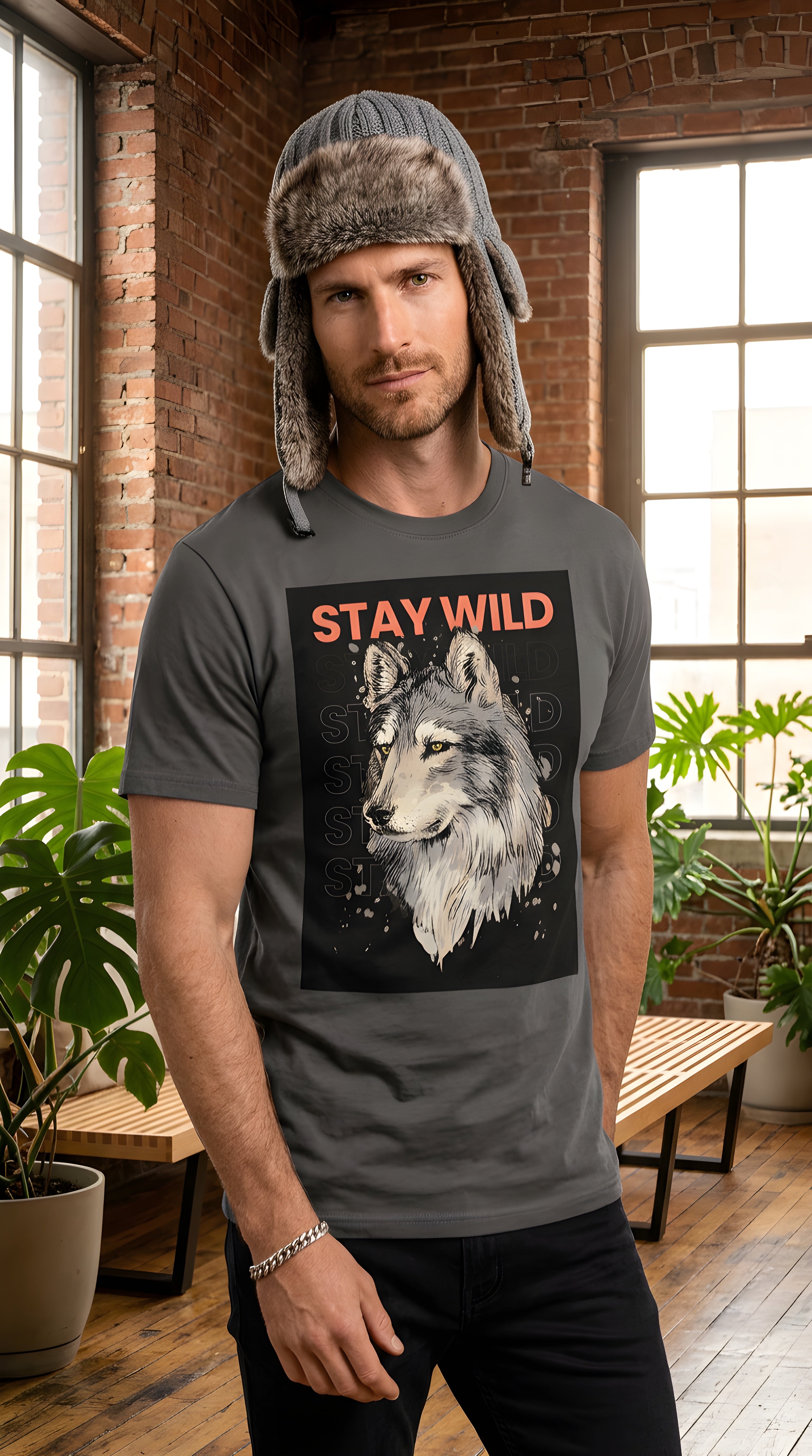 Mens Stay Wild Organic Mid Light Tee