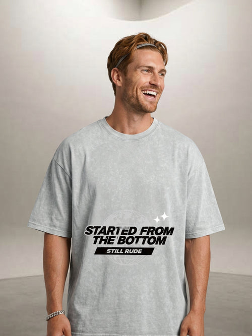 MENS ' FROM THE BOTTOM ' Snow Washed Oversized Cotton TEE