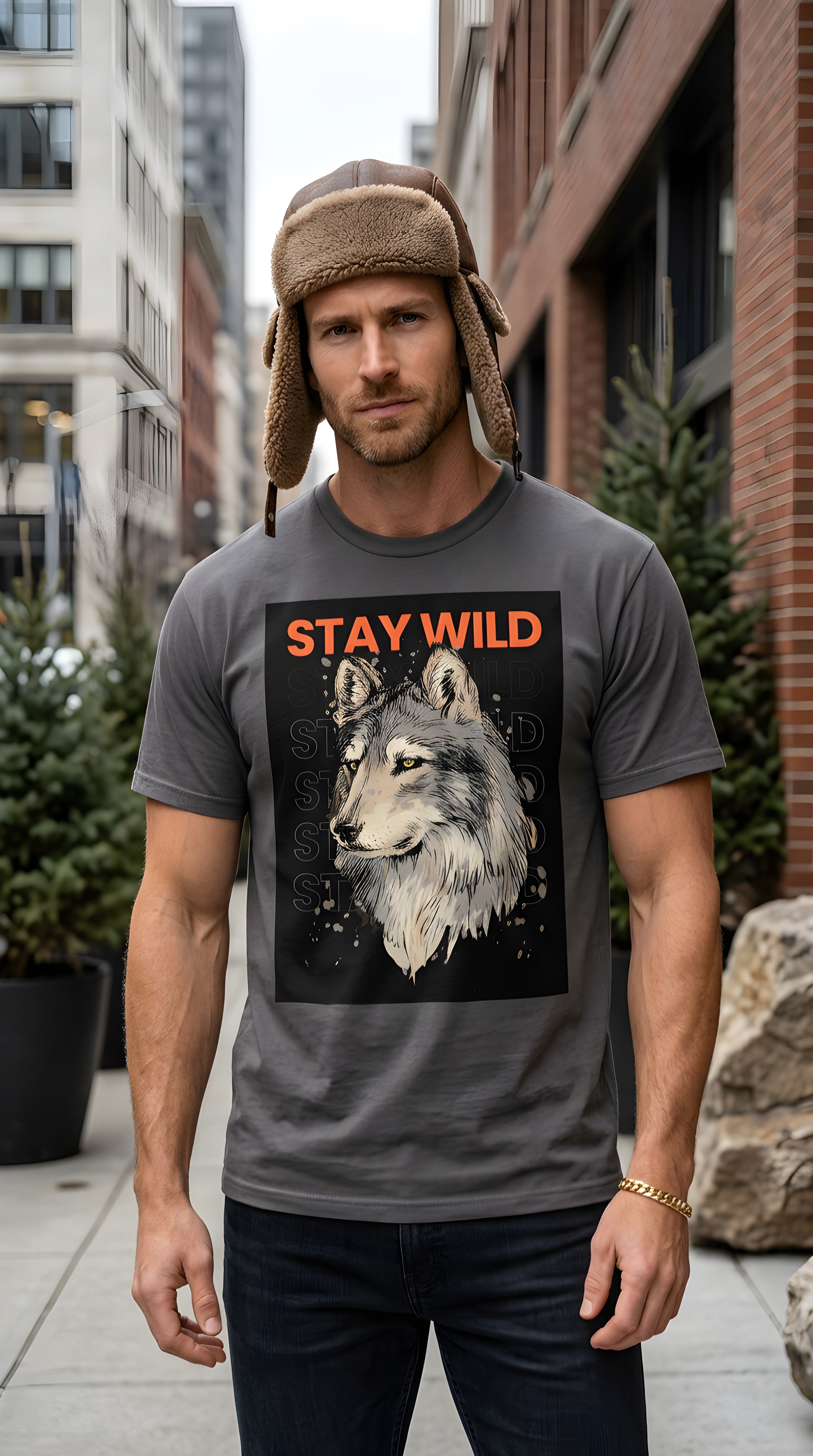 Mens Stay Wild Organic Mid Light Tee