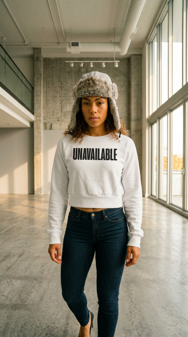 Womens ' UNAVAILABLE ' Recycled long-sleeve crop top
