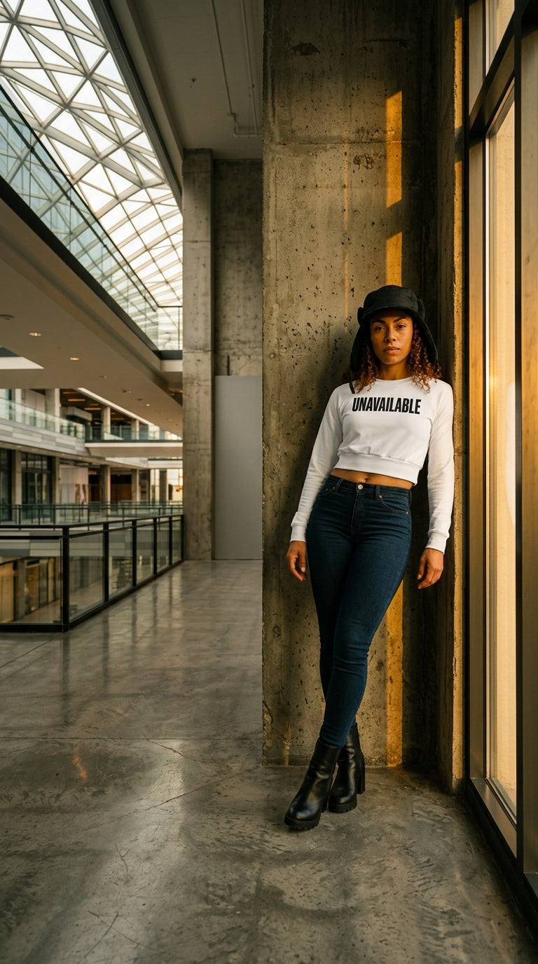 Womens ' UNAVAILABLE ' Recycled long-sleeve crop top