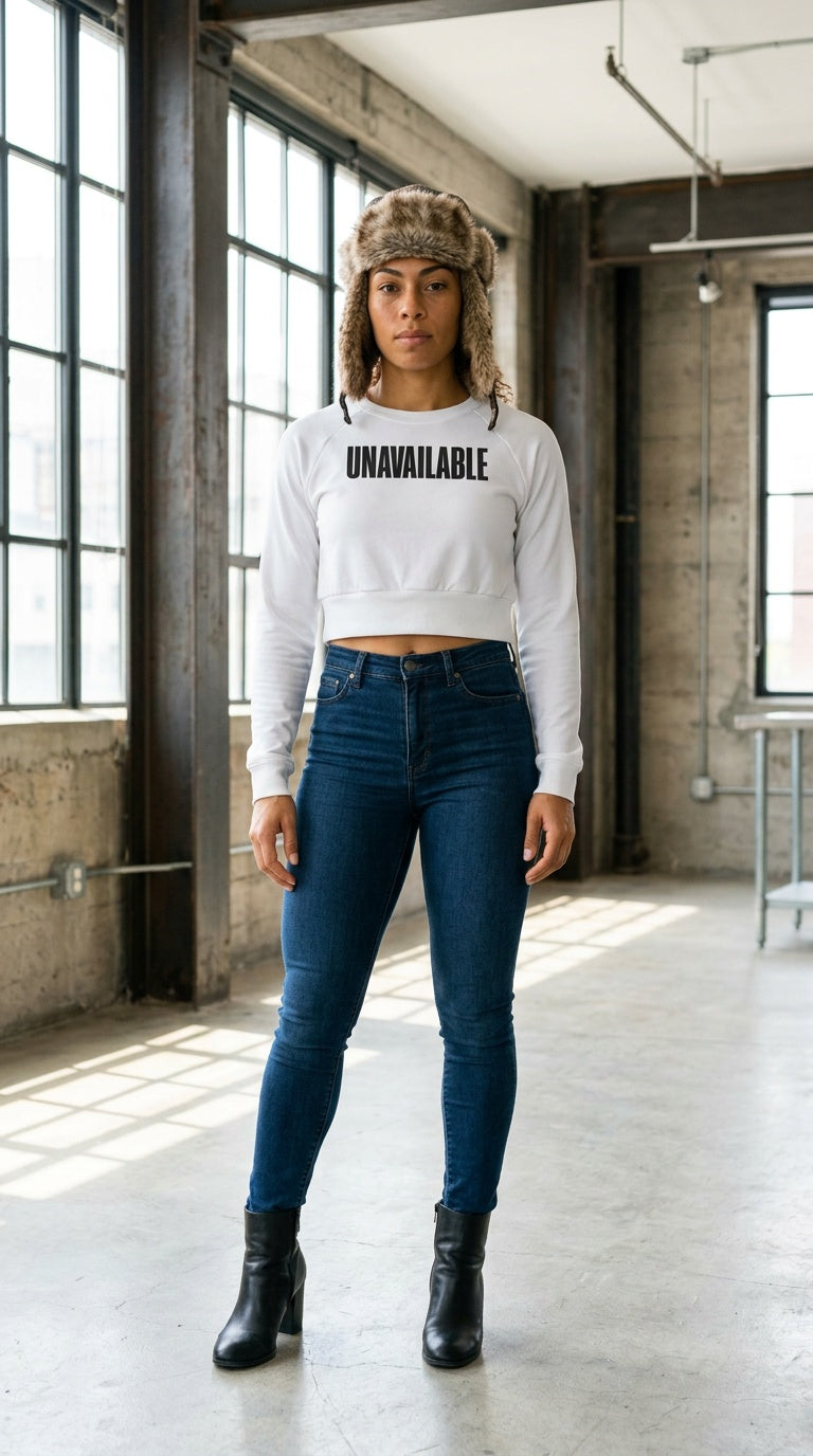 Womens ' UNAVAILABLE ' Recycled long-sleeve crop top