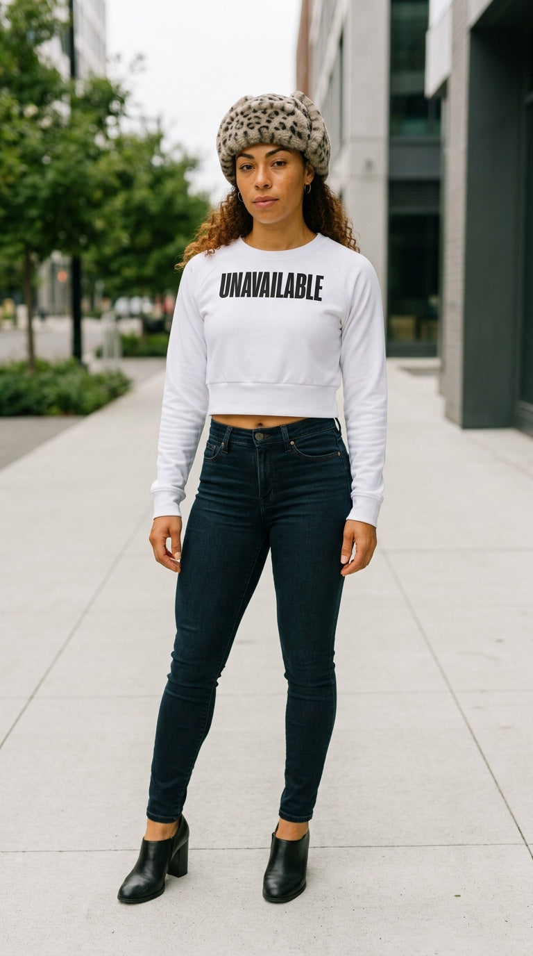 Womens ' UNAVAILABLE ' Recycled long-sleeve crop top