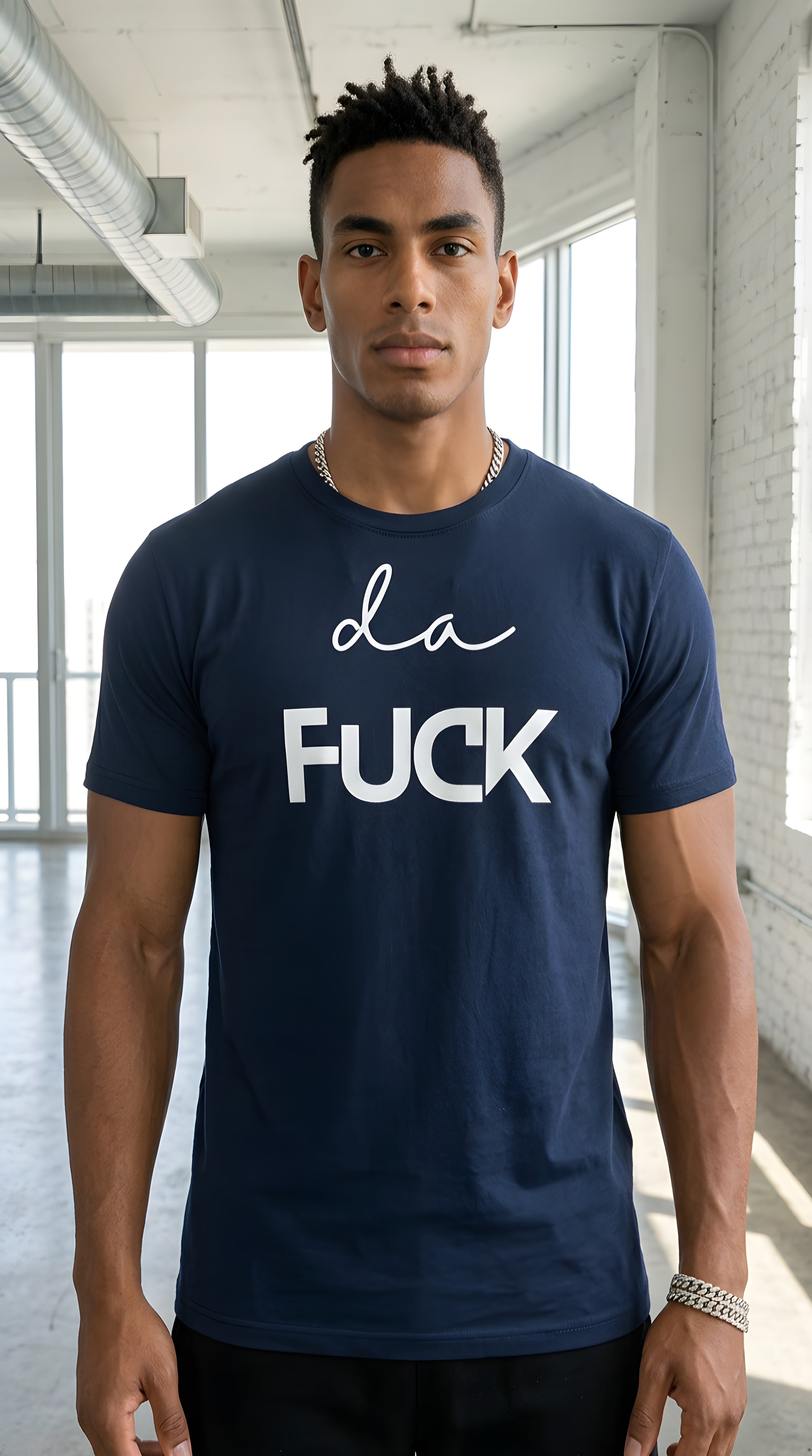 Mens ' DA FUCK '  organic mid-light Tee