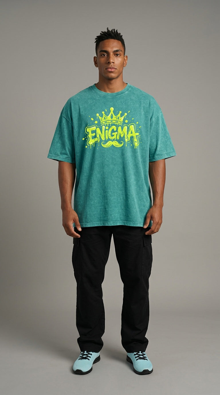 MENS ' ENIGMA ' Snow Washed Oversized Cotton T-Shirt