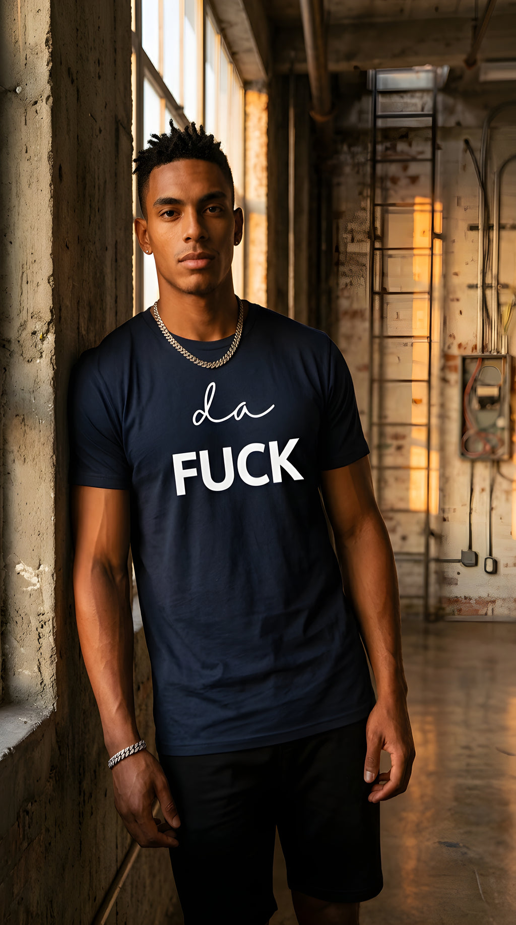 Mens ' DA FUCK '  organic mid-light Tee
