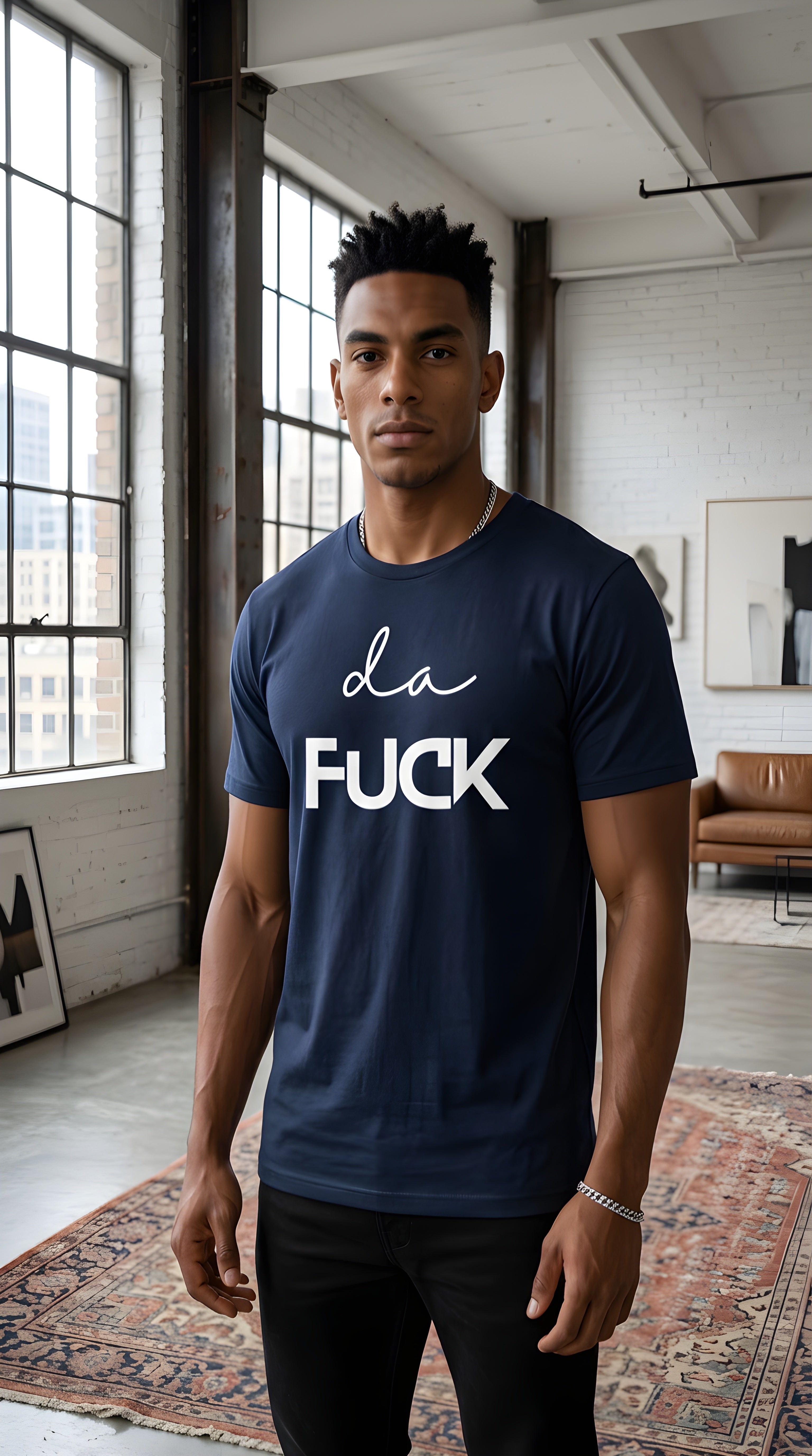 Mens ' DA FUCK '  organic mid-light Tee