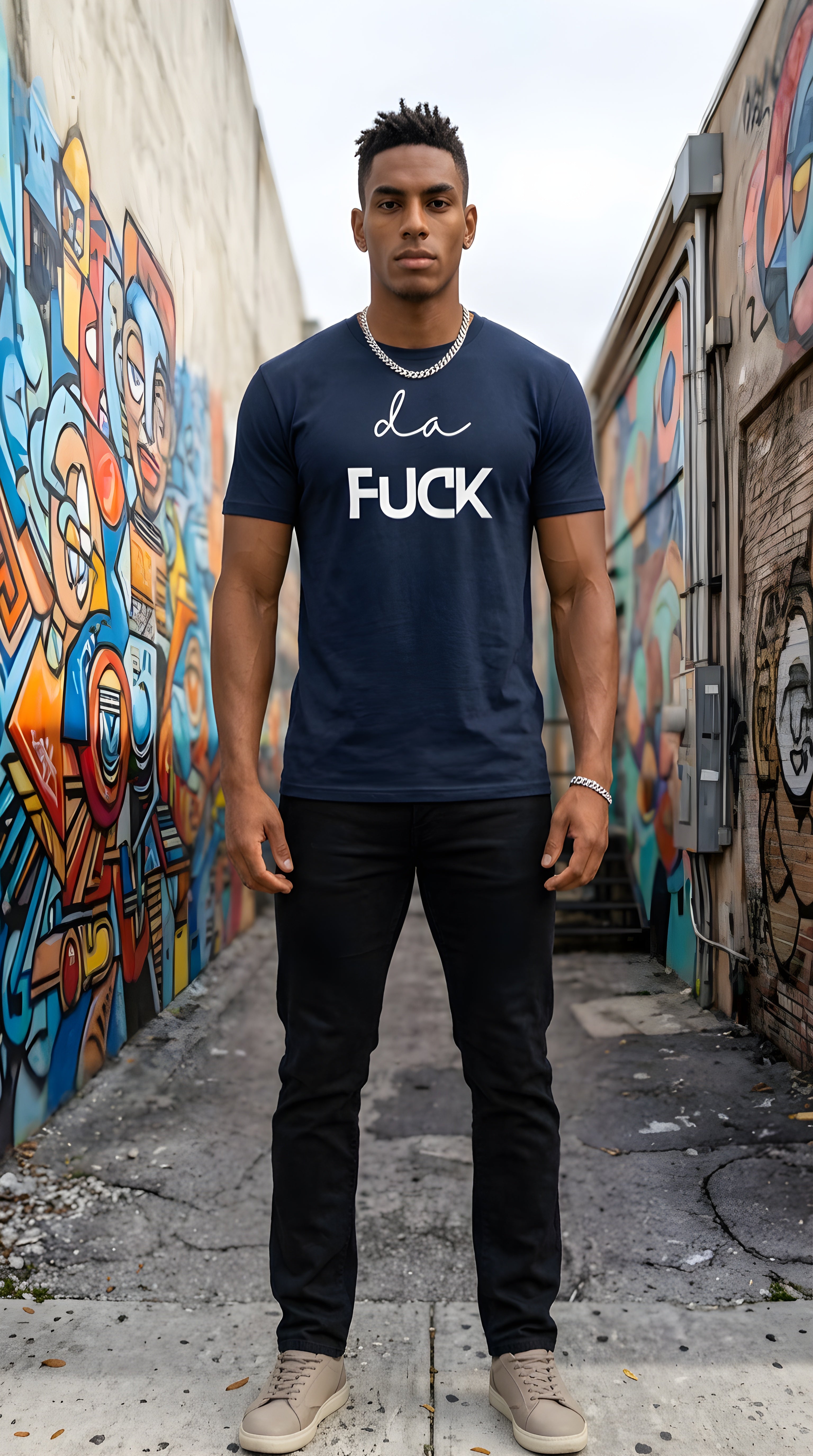 Mens ' DA FUCK '  organic mid-light Tee