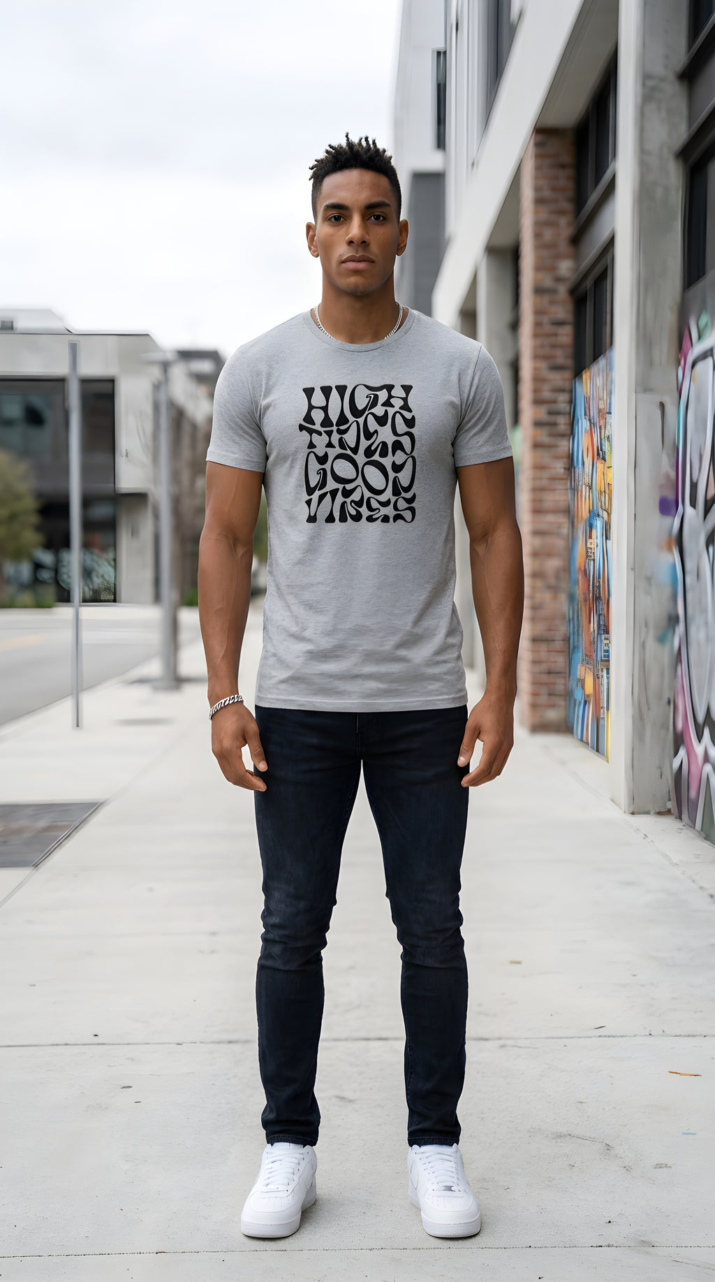 MENS ' HIGH TIDES GOOD VIBES '  organic mid-light Tee