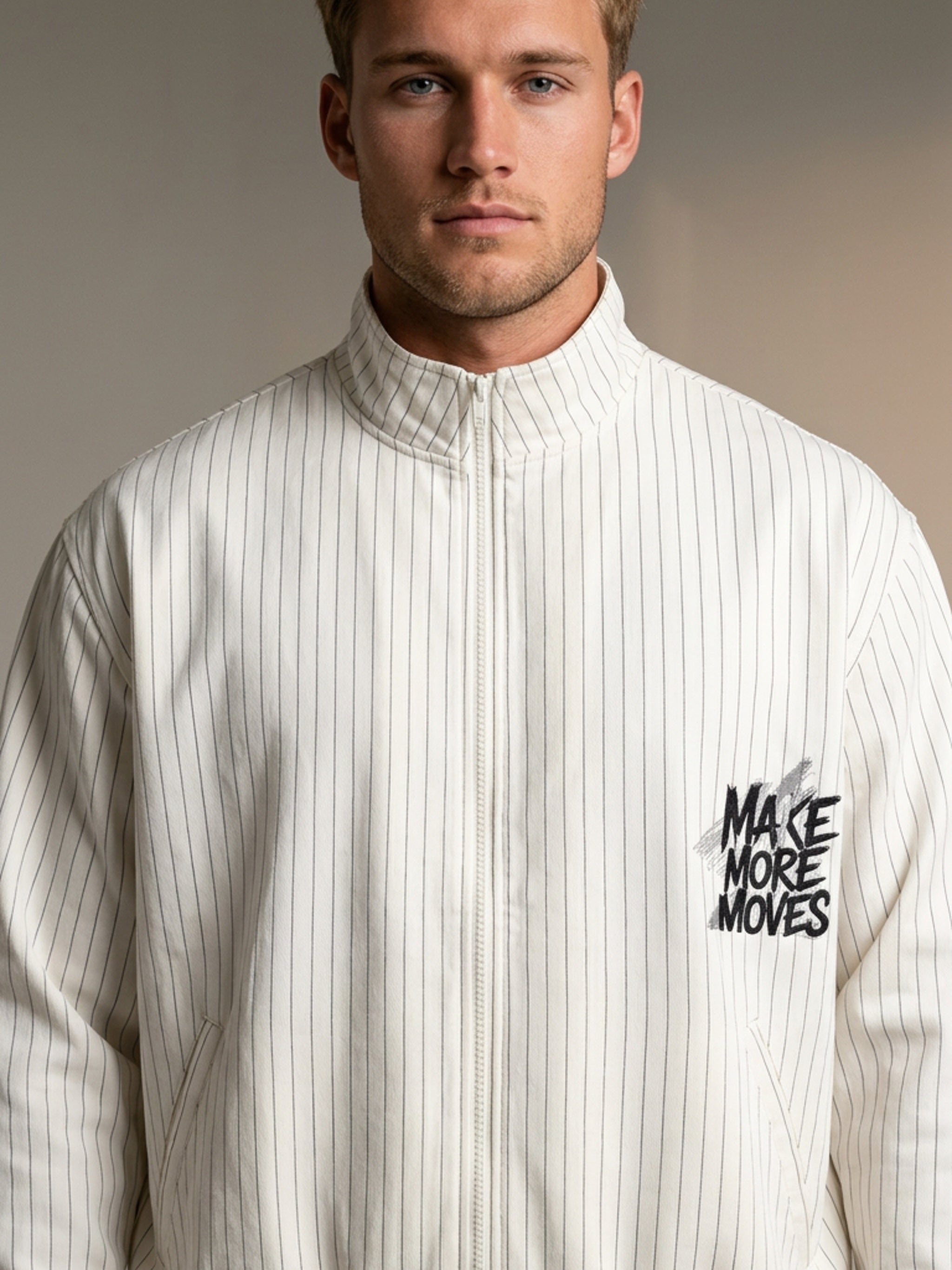 MENS ' MAKE MOVES ' Striped Full-Zip Track Jacket