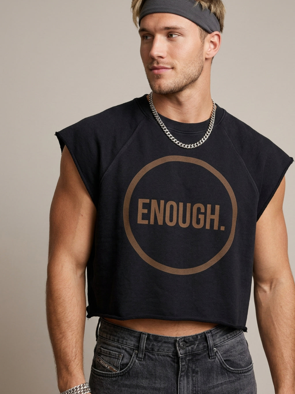 MENS 'ENOUGH' Vintage Wash Raw Edge Boxy TEE