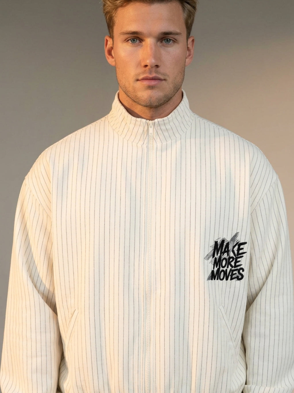 MENS ' MAKE MOVES ' Striped Full-Zip Track Jacket