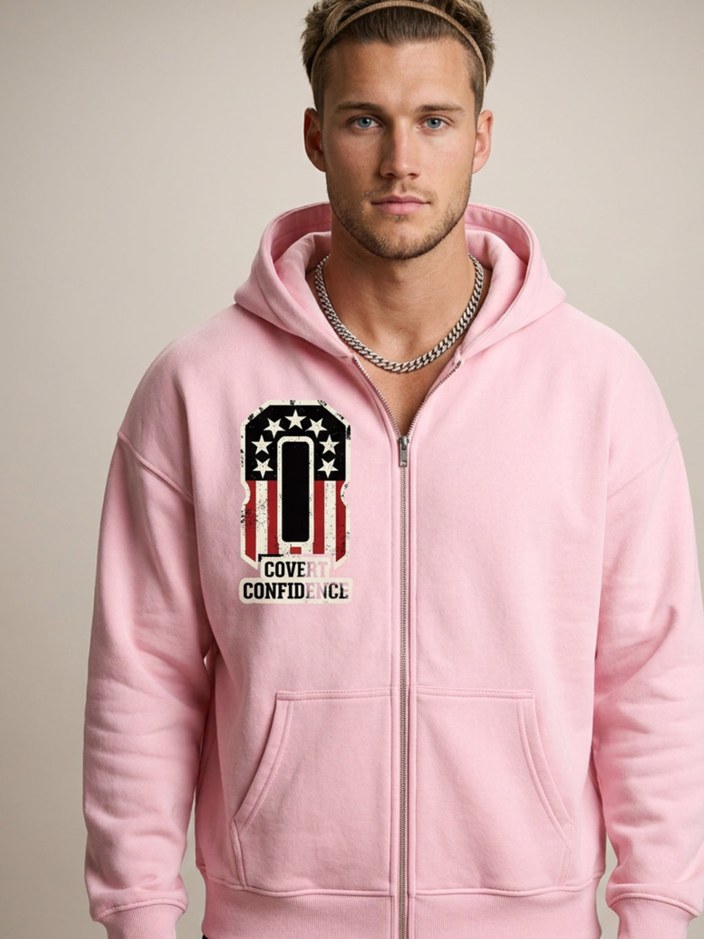 MENS 'COVERT CONFIDENCE' Zip-Through Boxy Fleece Hoodie