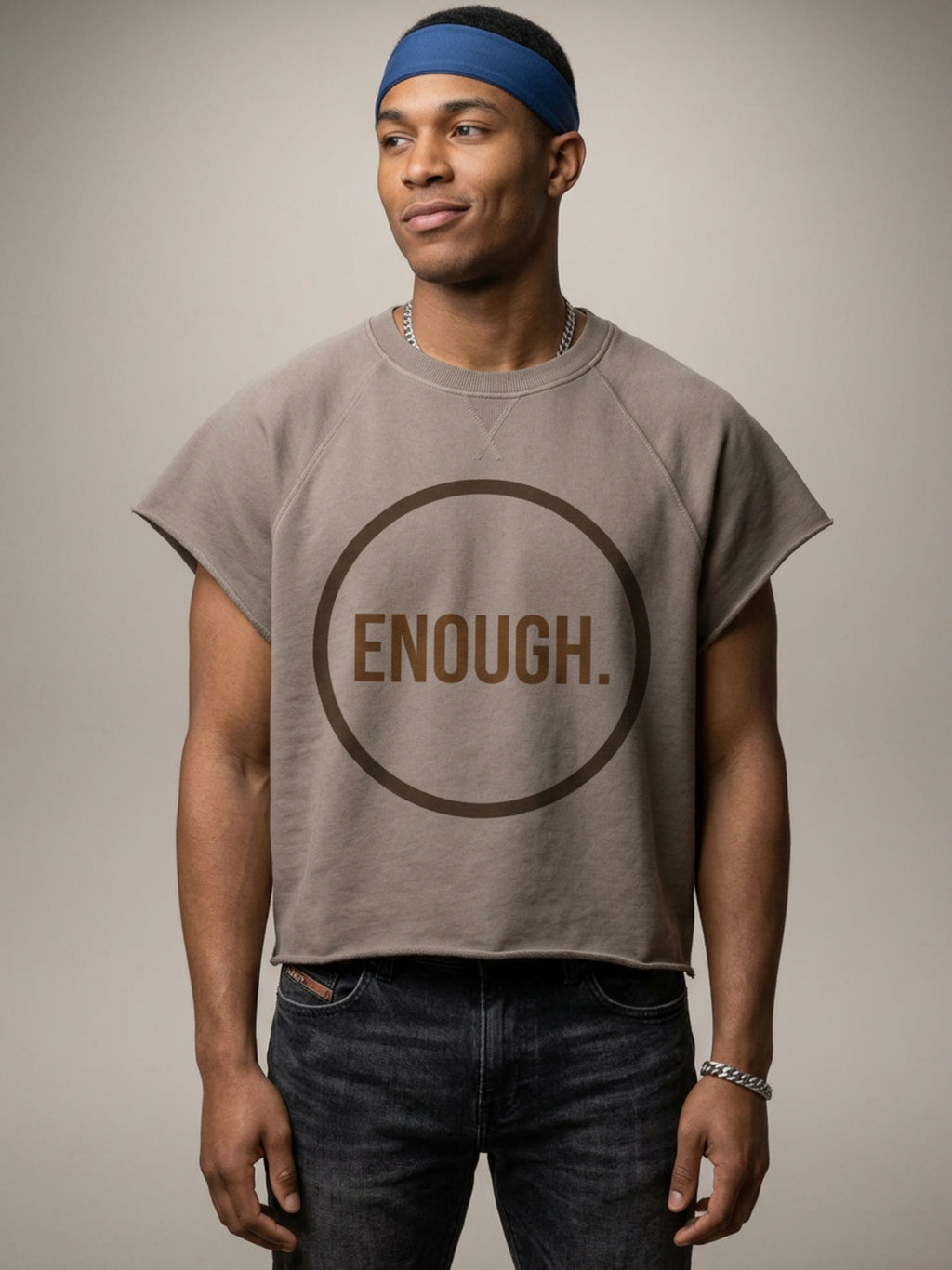 MENS 'ENOUGH' Vintage Wash Raw Edge Boxy TEE