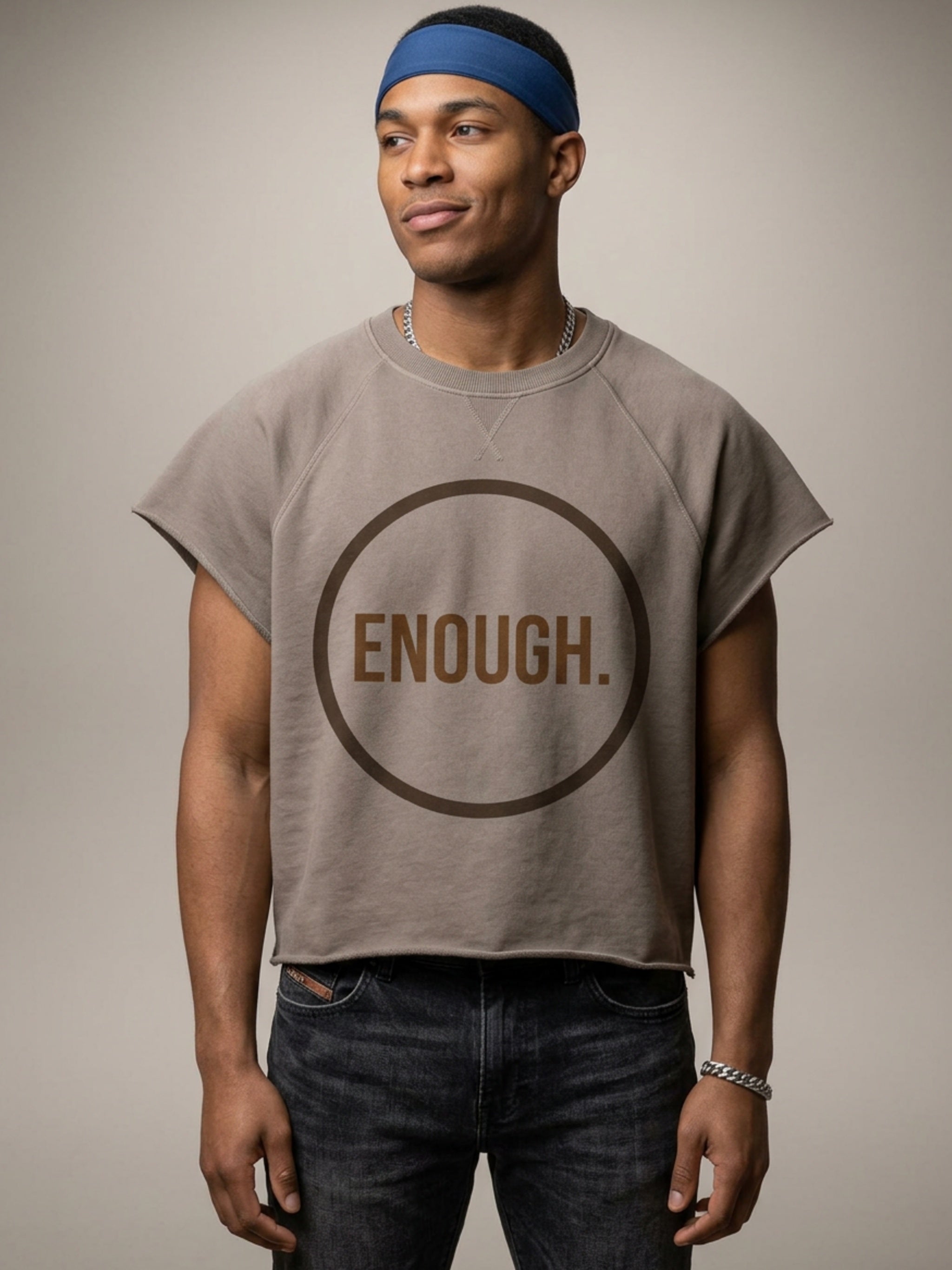 MENS 'ENOUGH' Vintage Wash Raw Edge Boxy TEE