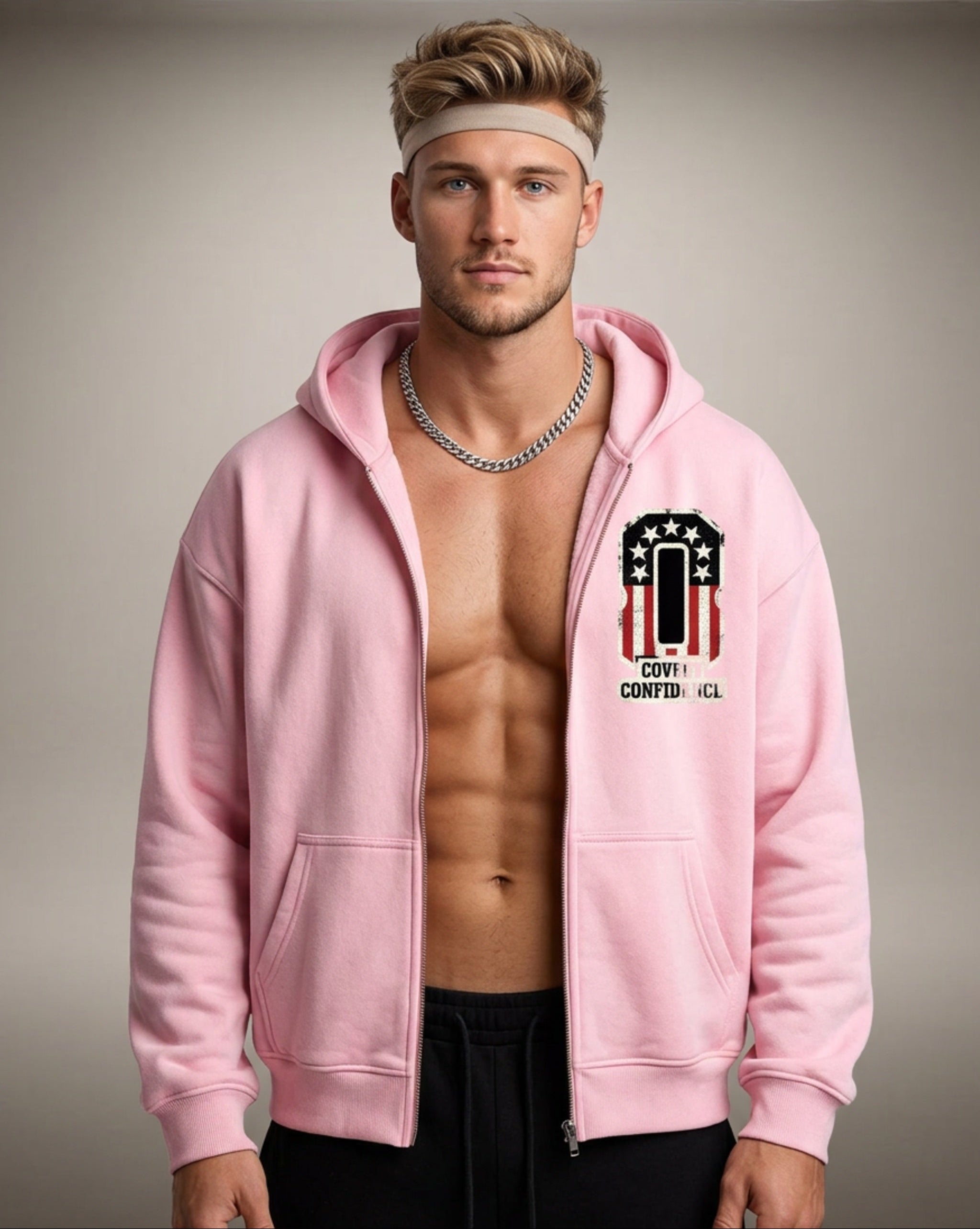 MENS 'COVERT CONFIDENCE' Zip-Through Boxy Fleece Hoodie
