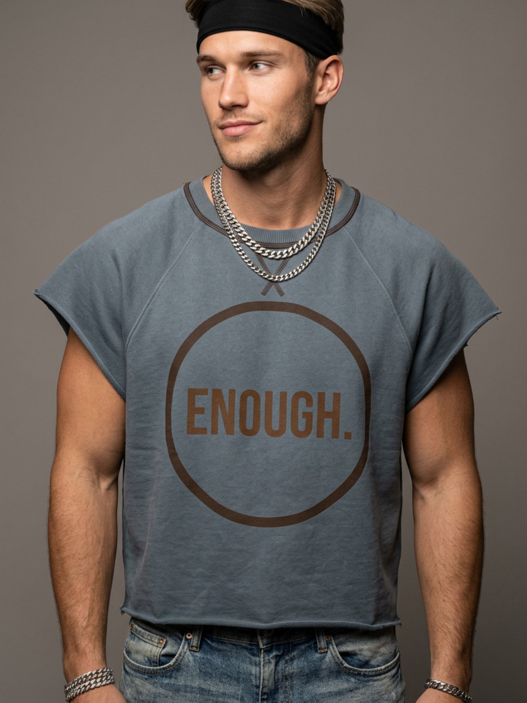 MENS 'ENOUGH' Vintage Wash Raw Edge Boxy TEE
