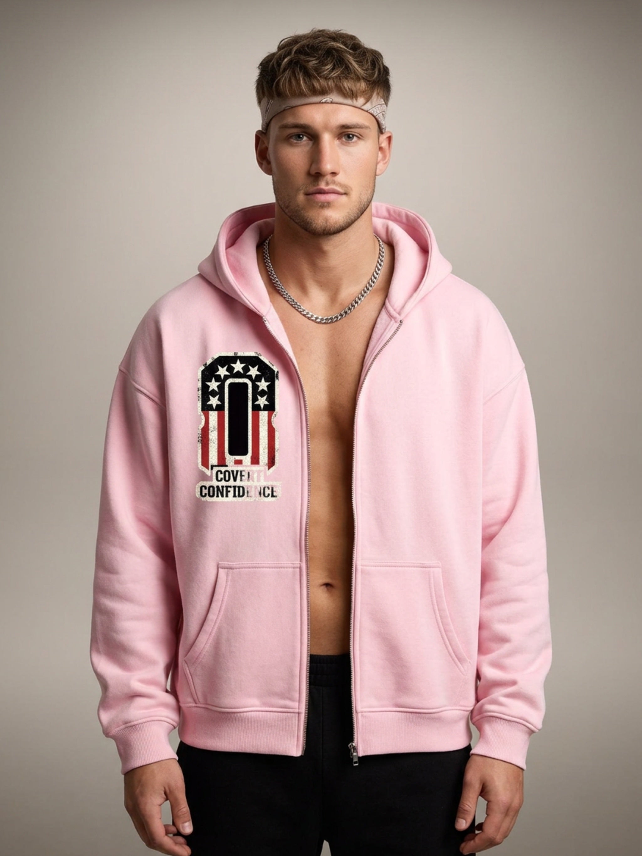 MENS 'COVERT CONFIDENCE' Zip-Through Boxy Fleece Hoodie