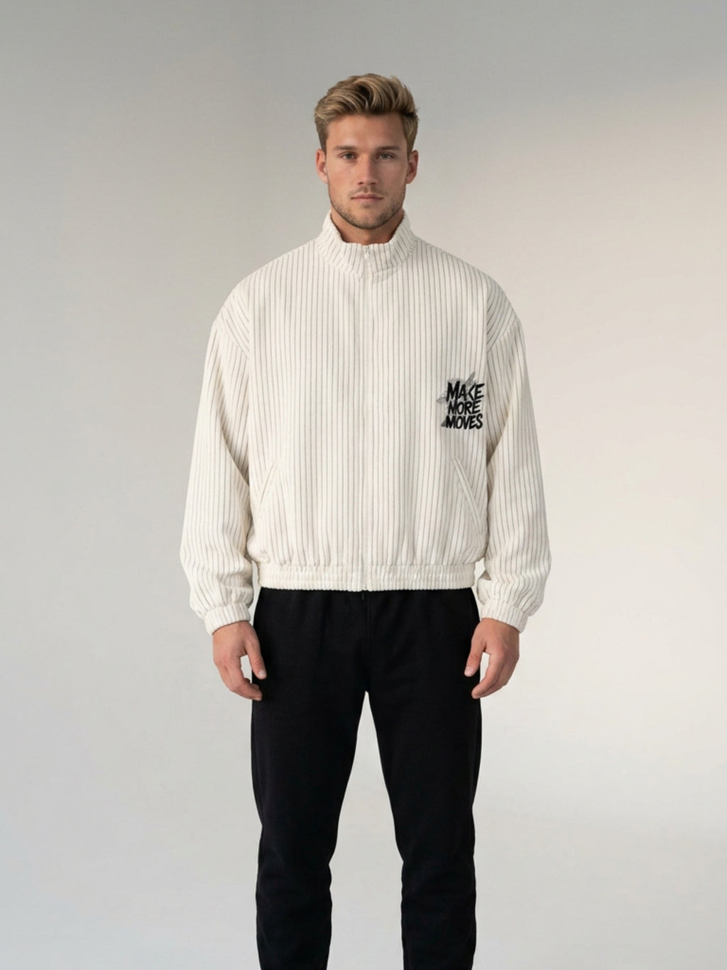 MENS ' MAKE MOVES ' Striped Full-Zip Track Jacket