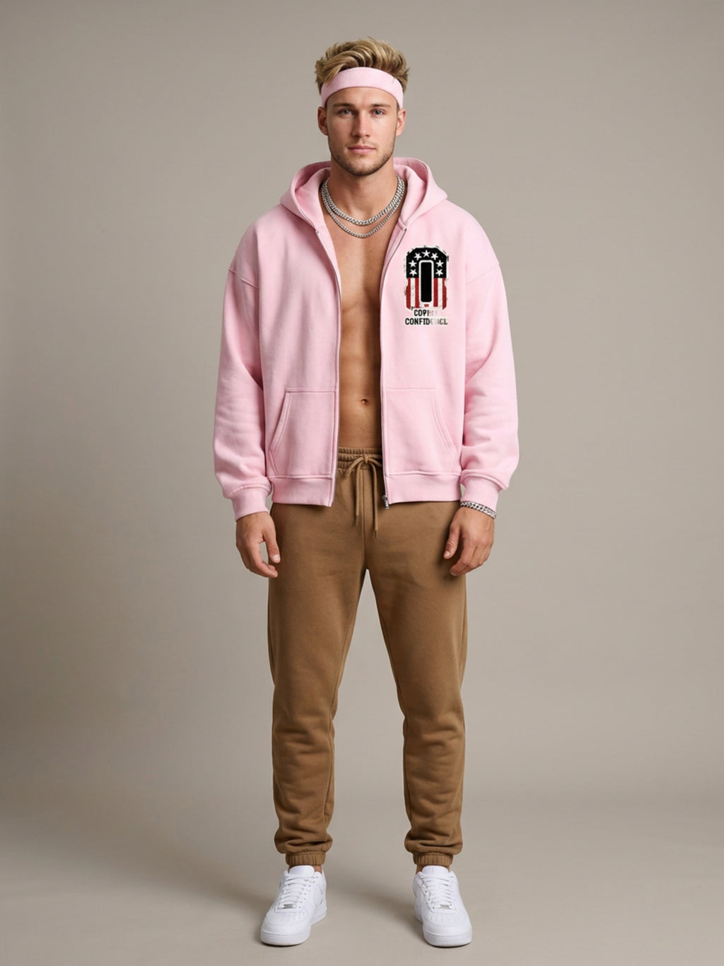 MENS 'COVERT CONFIDENCE' Zip-Through Boxy Fleece Hoodie