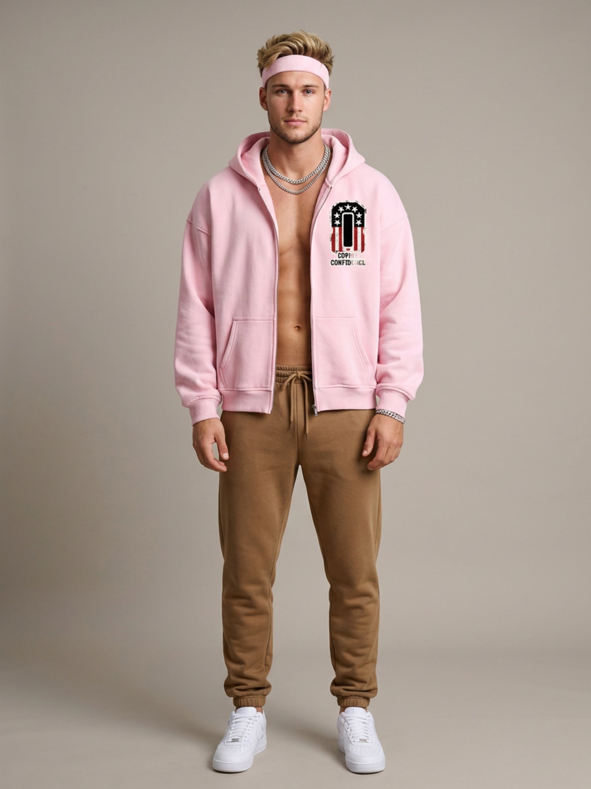 MENS 'COVERT CONFIDENCE' Zip-Through Boxy Fleece Hoodie