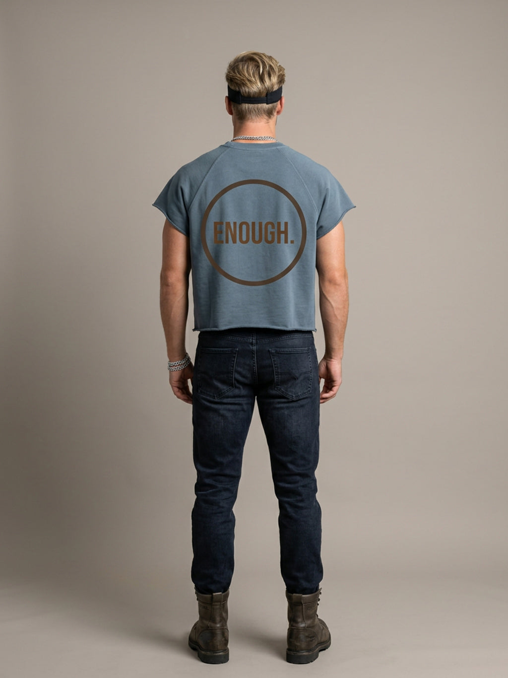 MENS 'ENOUGH' Vintage Wash Raw Edge Boxy TEE