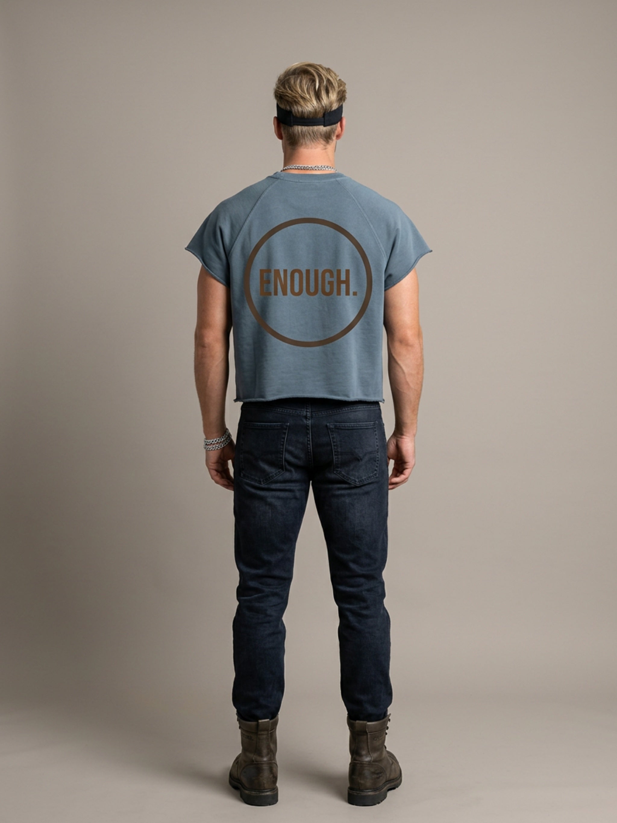 MENS 'ENOUGH' Vintage Wash Raw Edge Boxy TEE
