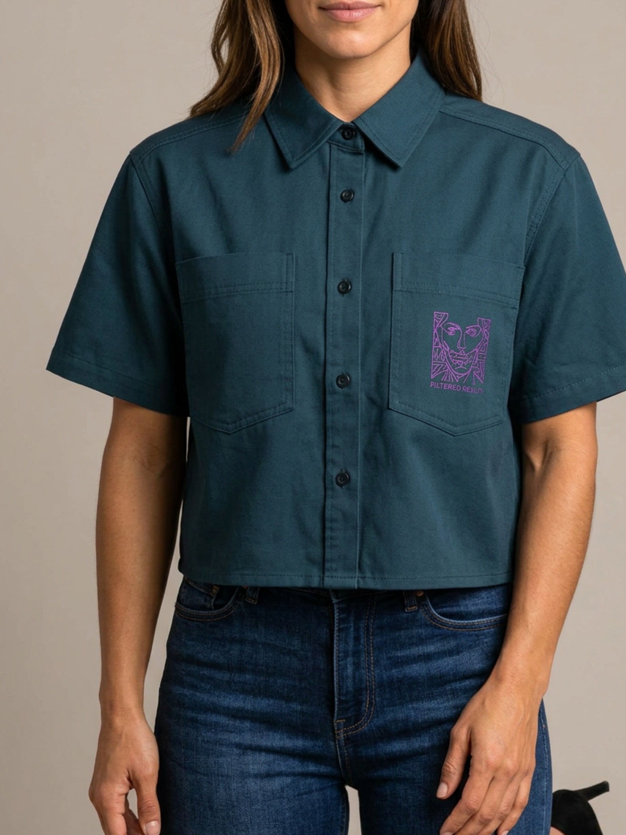 WOMENS ' FILTERED REALITY ' Crop Short Sleeve Shirt