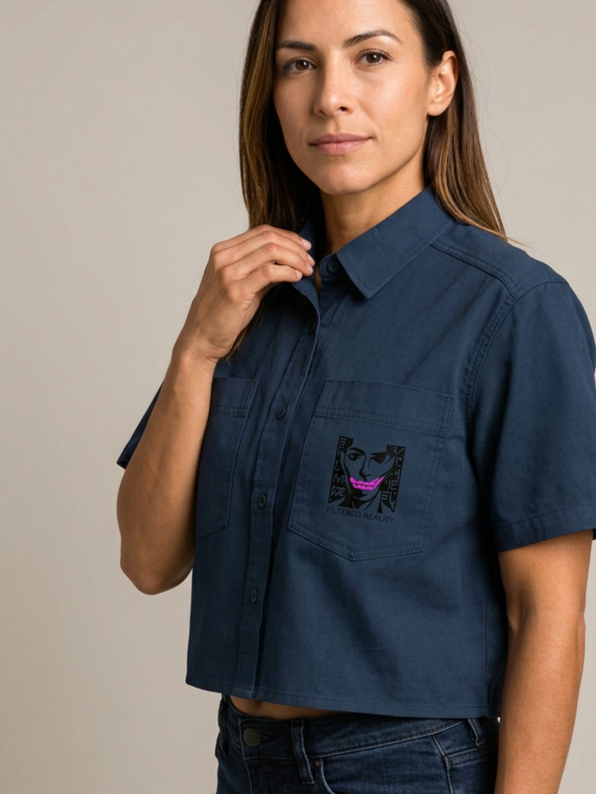 WOMENS ' FILTERED REALITY ' Crop Short Sleeve Shirt