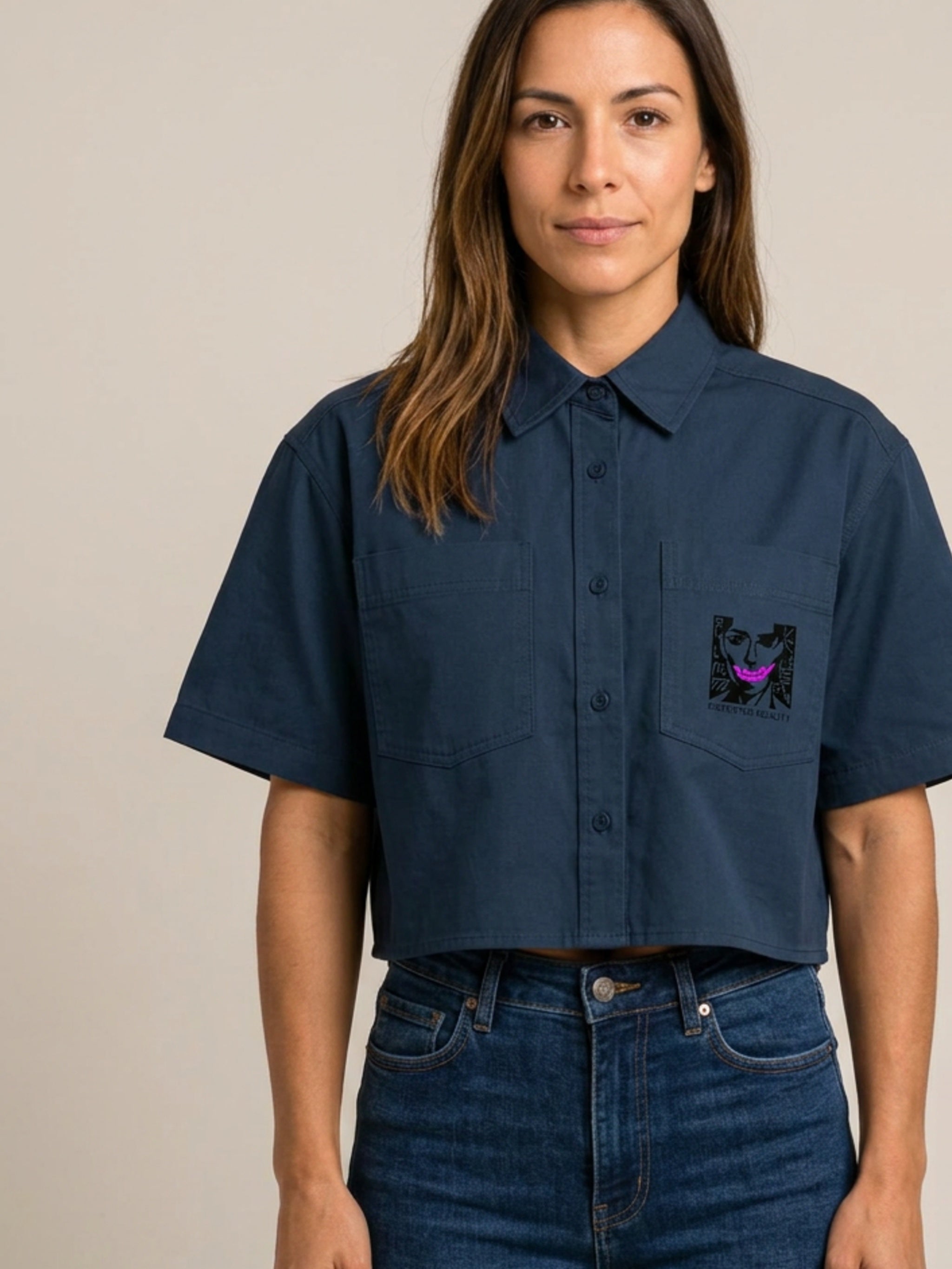 WOMENS ' FILTERED REALITY ' Crop Short Sleeve Shirt