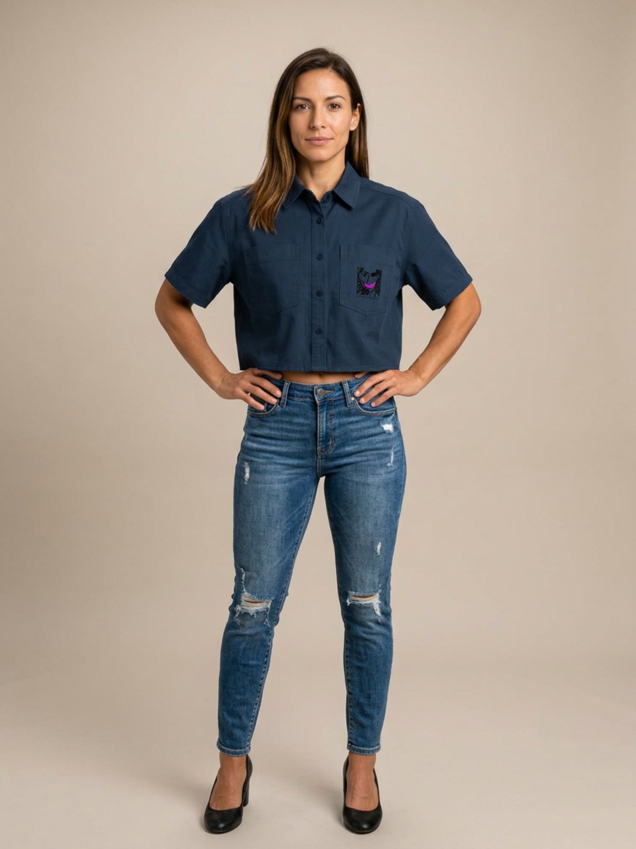 WOMENS ' FILTERED REALITY ' Crop Short Sleeve Shirt