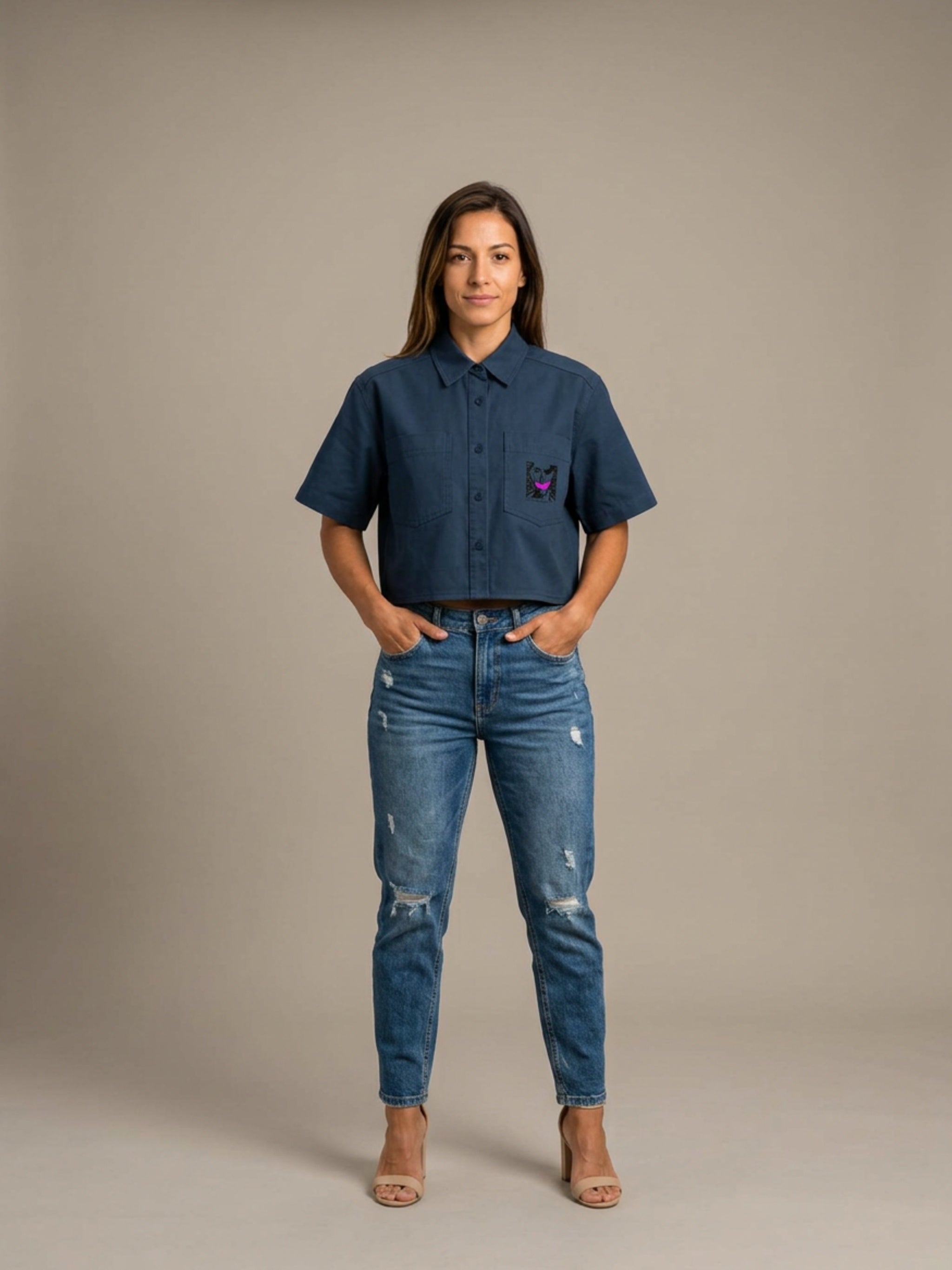 WOMENS ' FILTERED REALITY ' Crop Short Sleeve Shirt