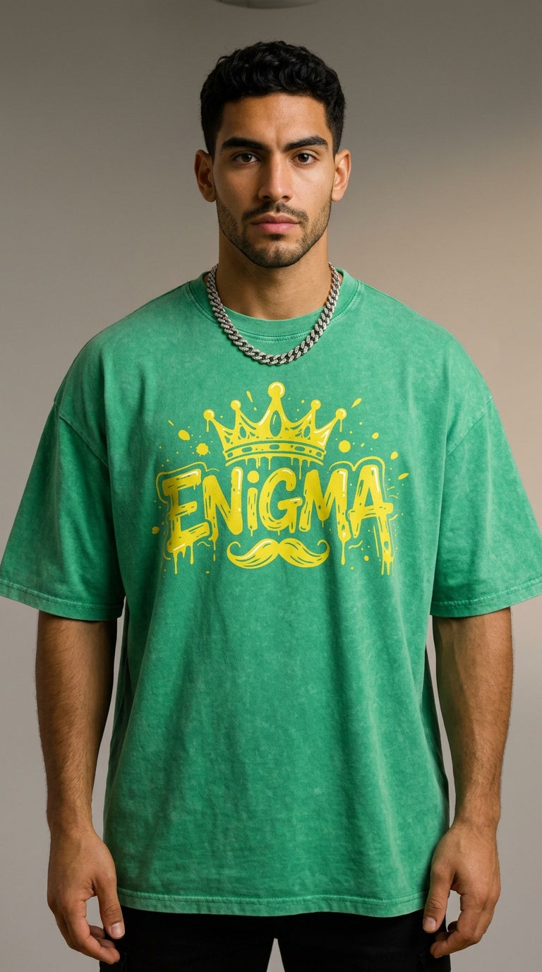 MENS ' ENIGMA ' Snow Washed Oversized Cotton T-Shirt