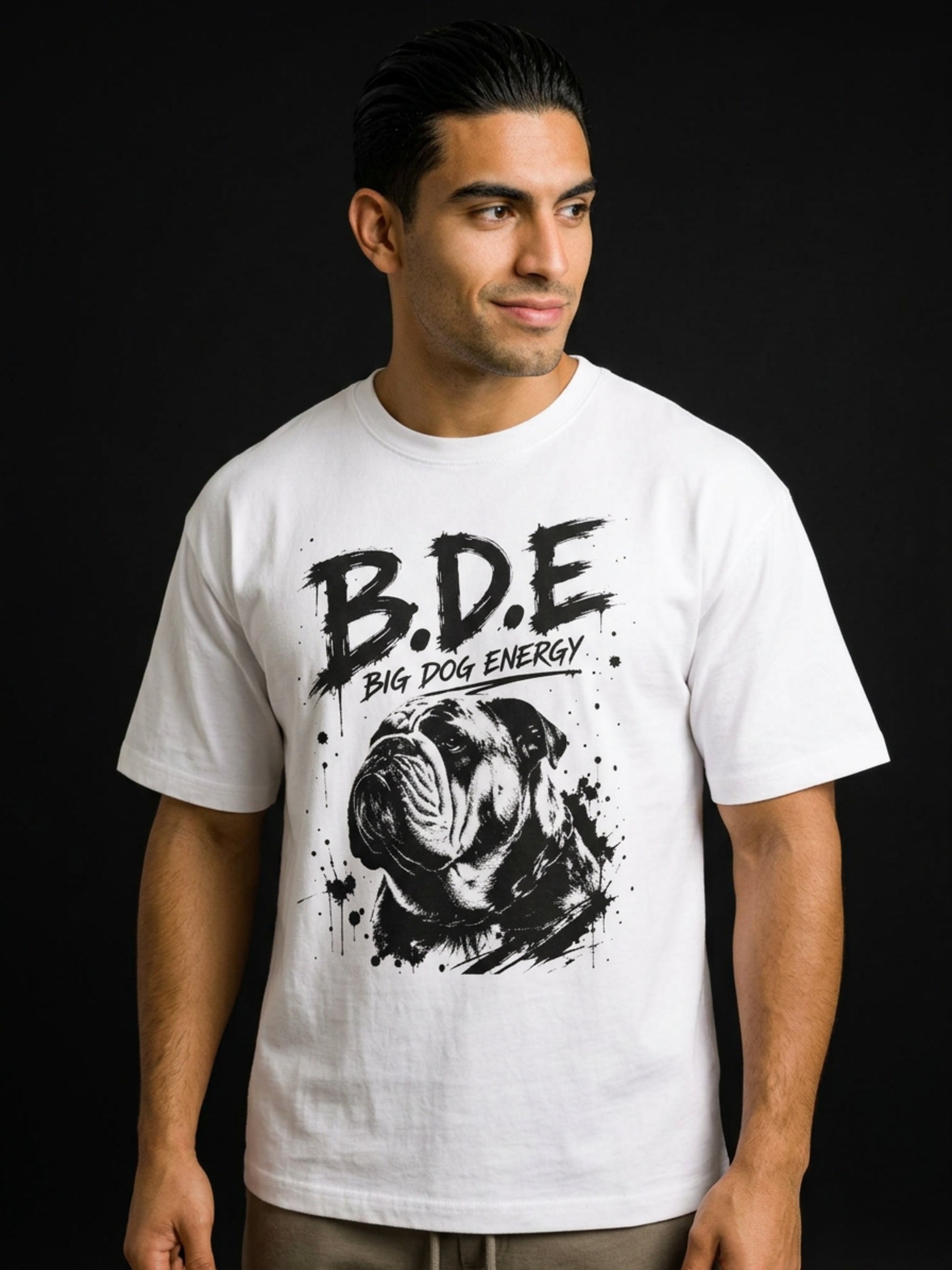 B.D.E. Bulldog Graphic Tee — "Big Dog Energy" Oversized Boxy T-Shirt