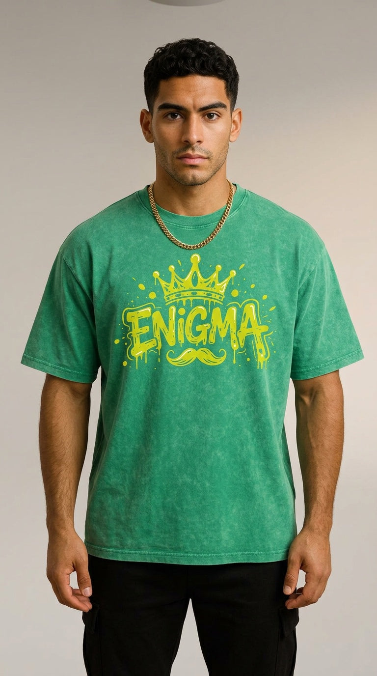 MENS ' ENIGMA ' Snow Washed Oversized Cotton T-Shirt