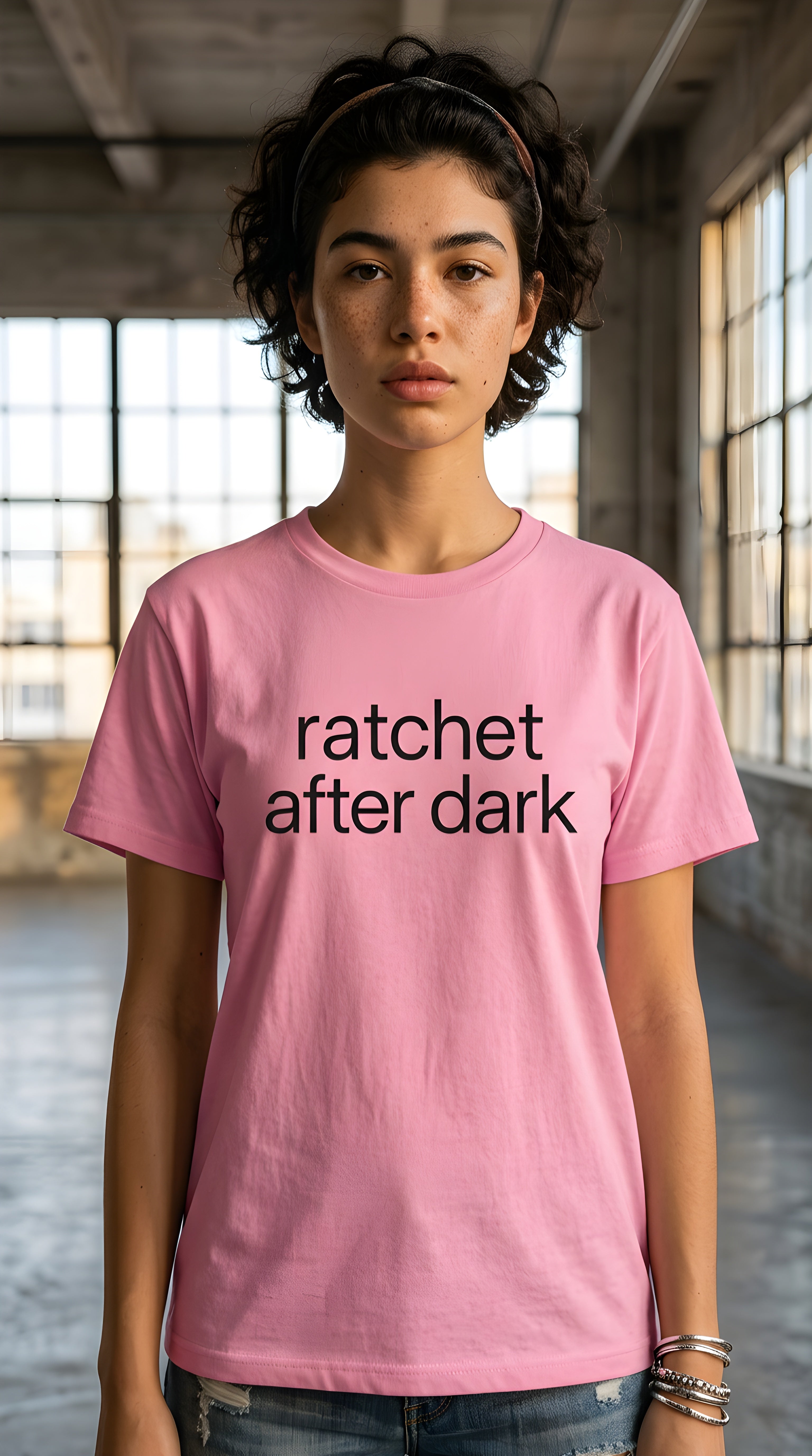 Womens Racthet After Dark  organic ribbed neck Tee