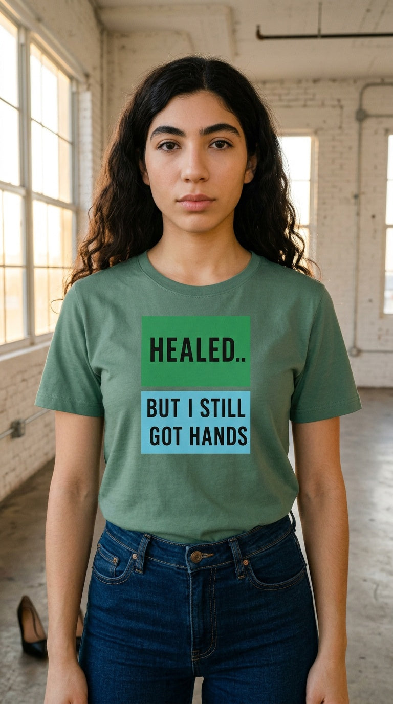 Womens 'HEALED' organic ribbed neck Tee