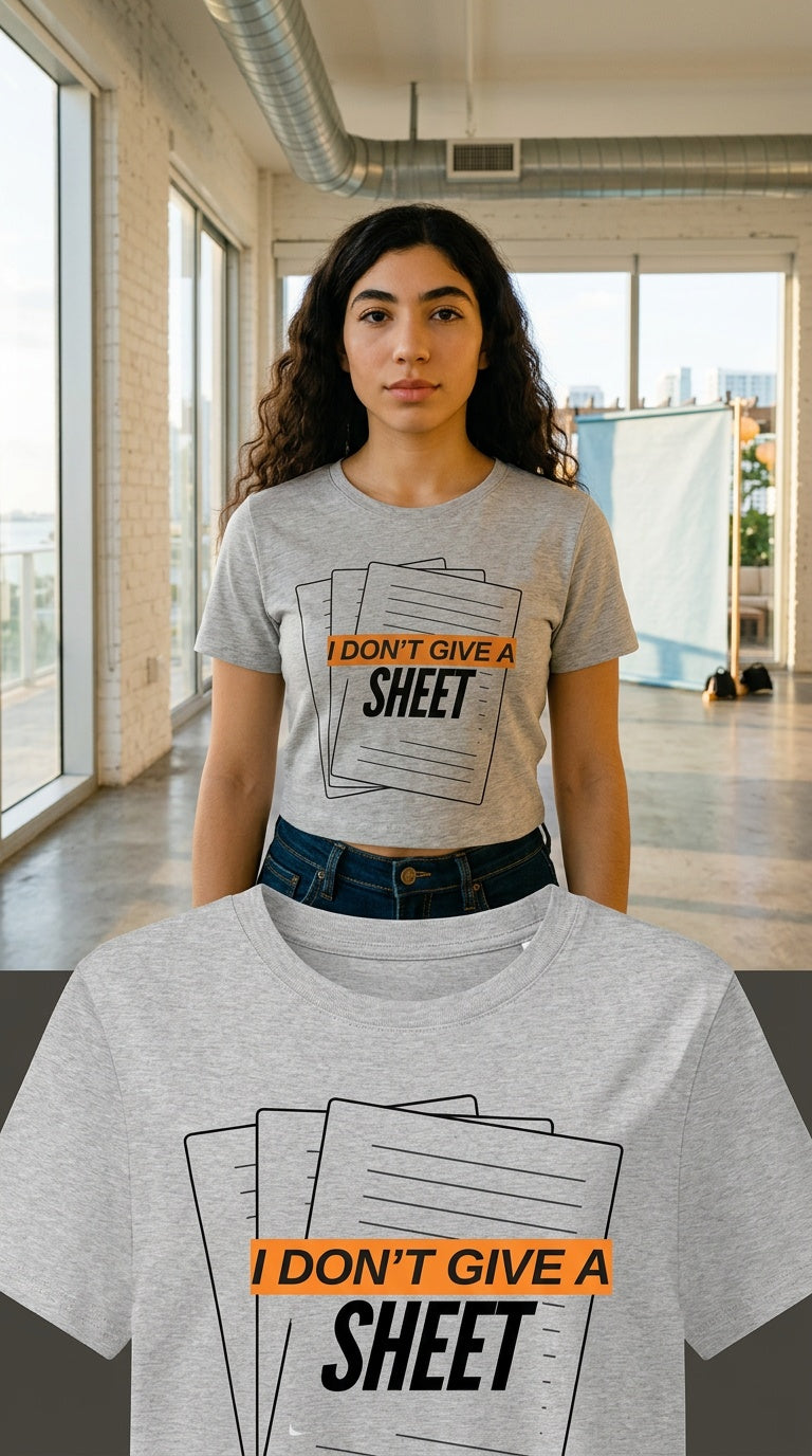 Womens 'DONT GIVE A SHEET' organic ribbed neck t-shirt