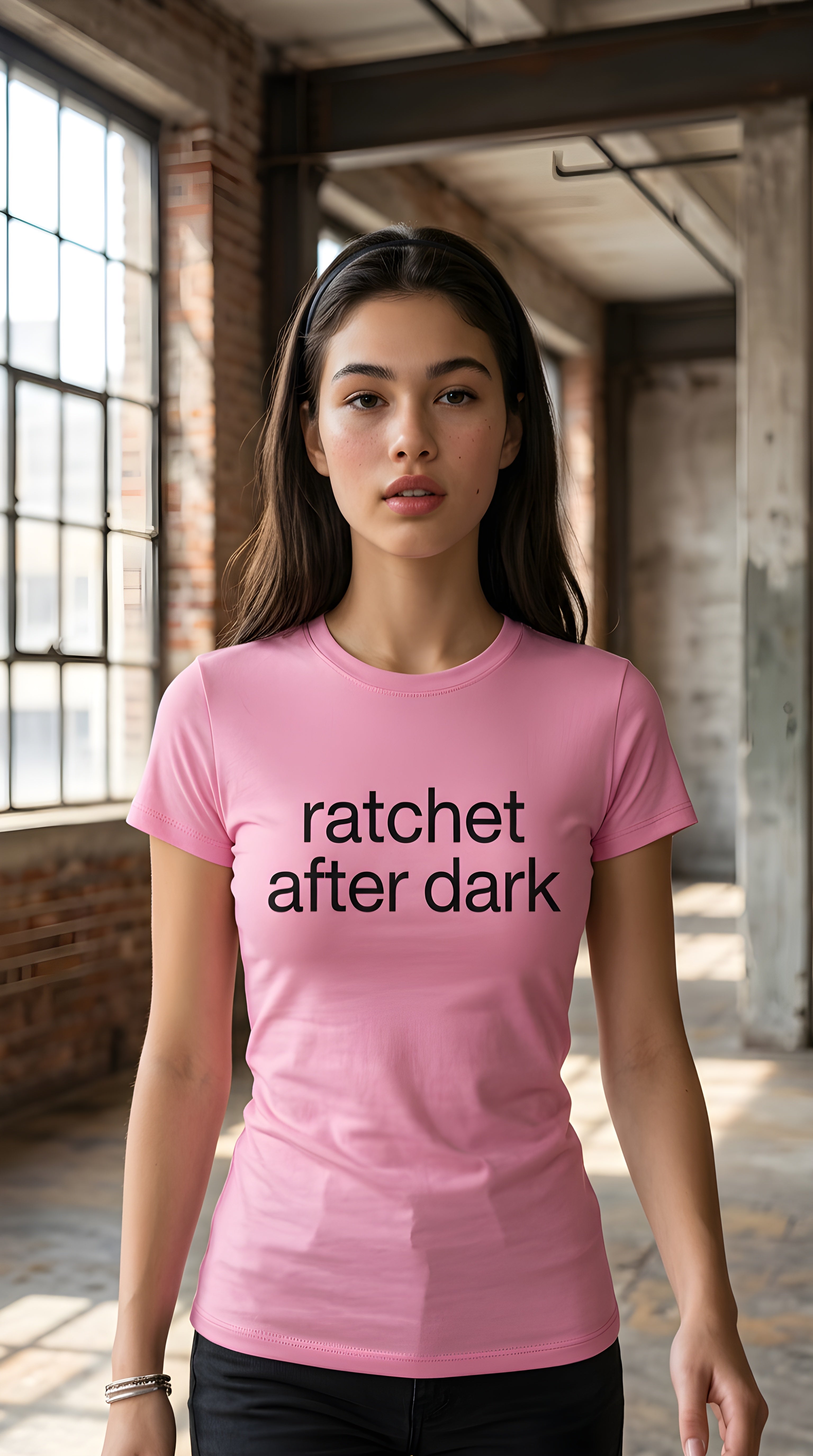 Womens Racthet After Dark  organic ribbed neck Tee