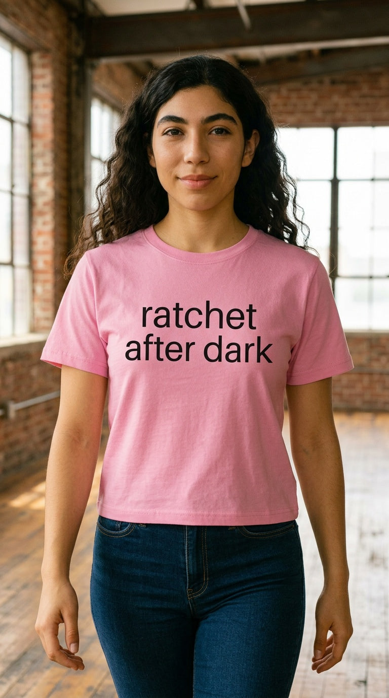 Women’s 'RATCHET AFTER DARK' organic ribbed neck Tee