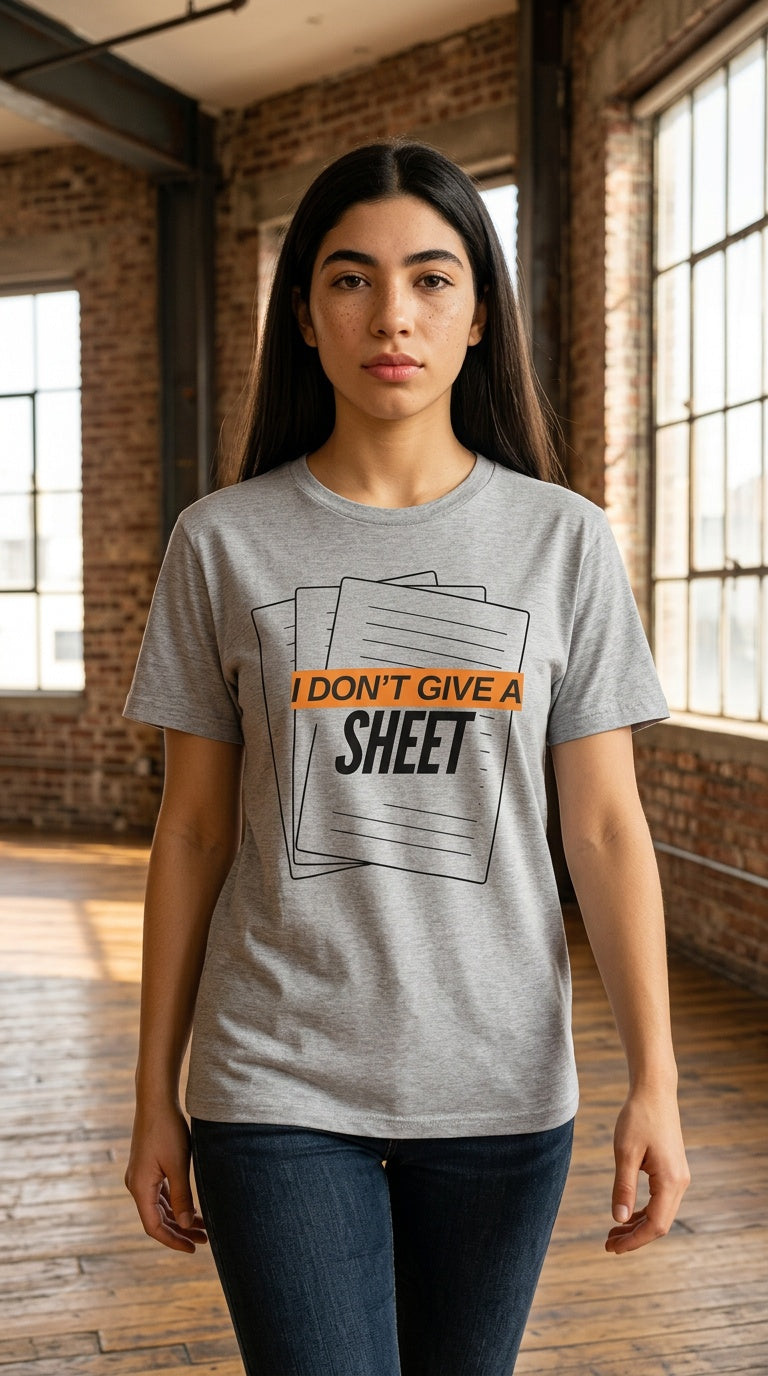 Womens 'DONT GIVE A SHEET' organic ribbed neck t-shirt