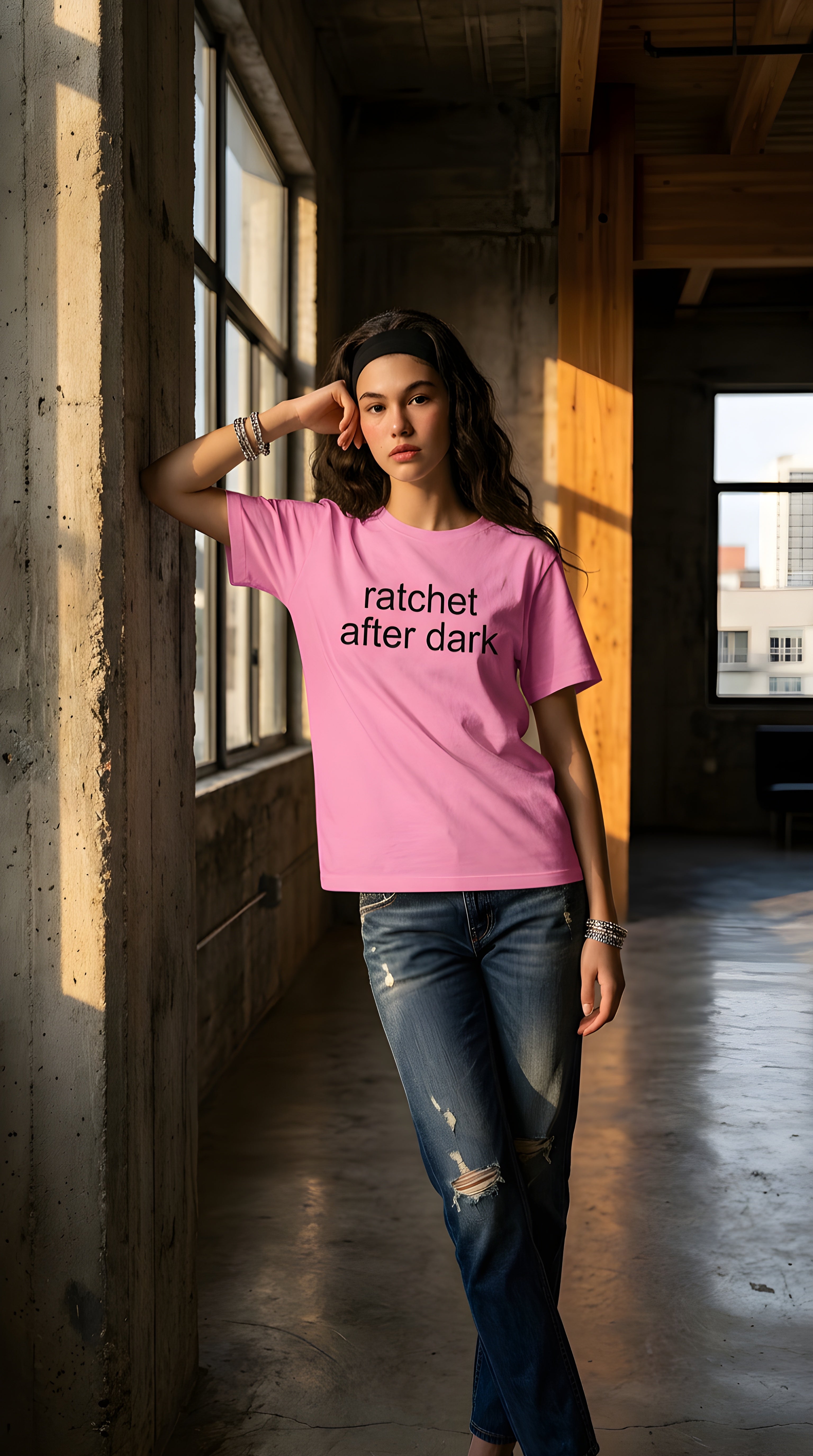 Womens Racthet After Dark  organic ribbed neck Tee