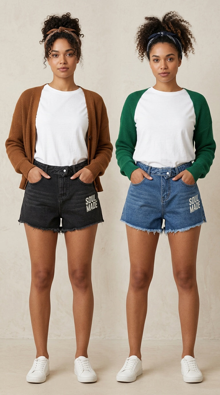 Womens 'SOUL MADE' Vintage Wash High Rise Denim Shorts