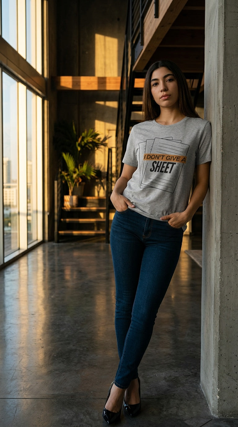 Womens 'DONT GIVE A SHEET' organic ribbed neck t-shirt