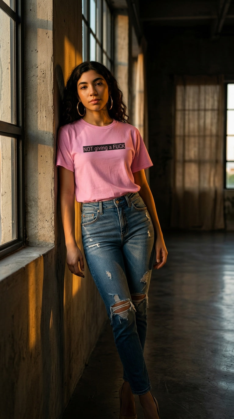 Women’s organic 'NGAF' ribbed neck Tee