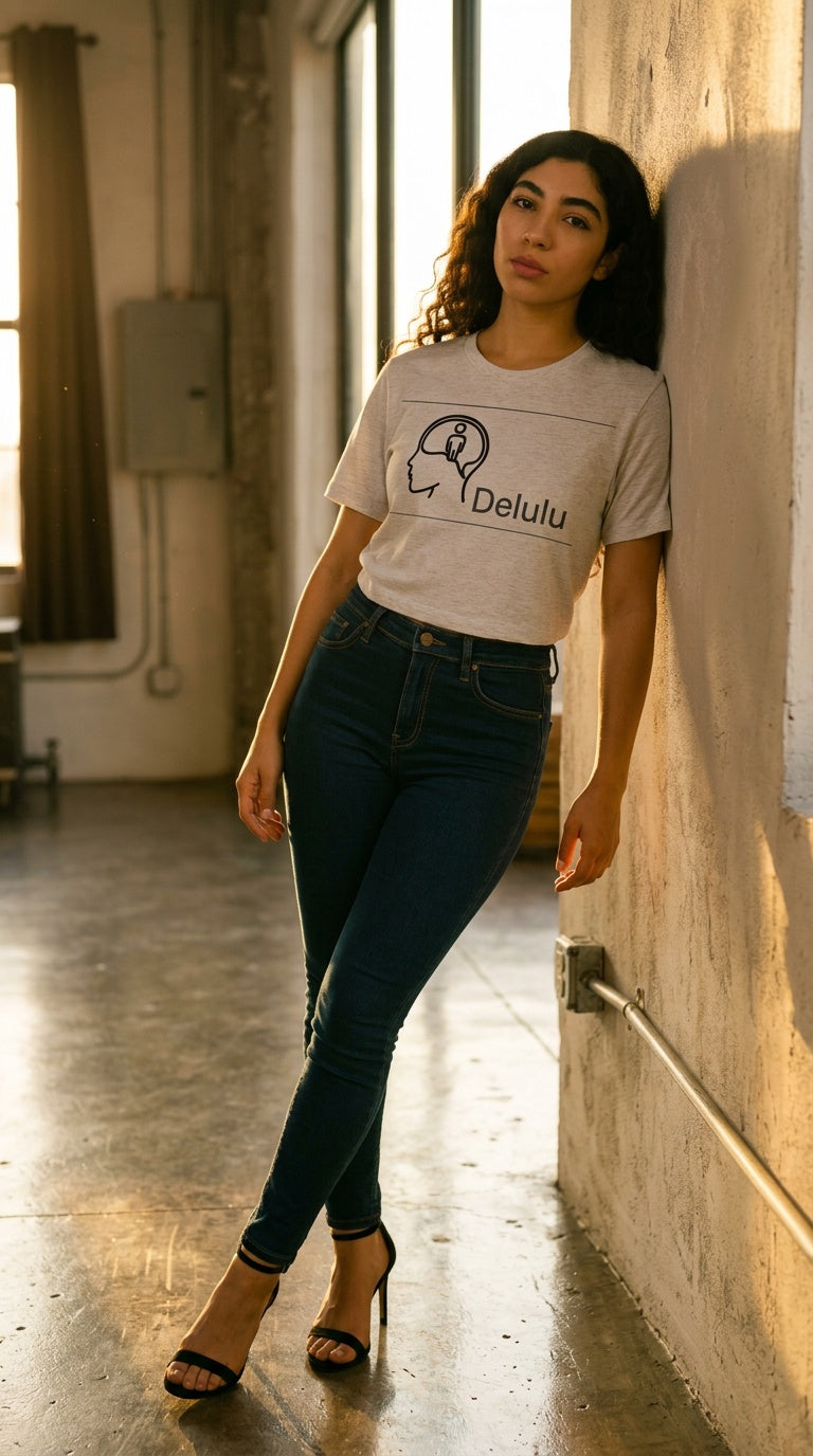 Womens 'DELULU' organic ribbed neck Tee