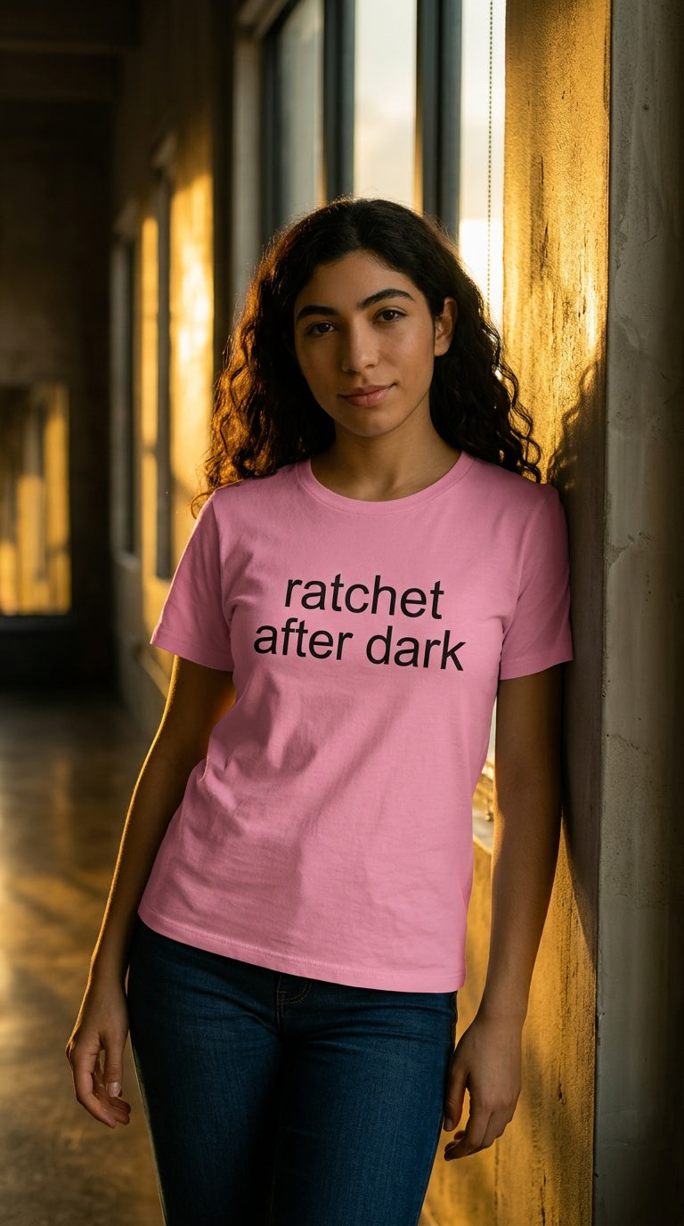 Women’s 'RATCHET AFTER DARK' organic ribbed neck Tee