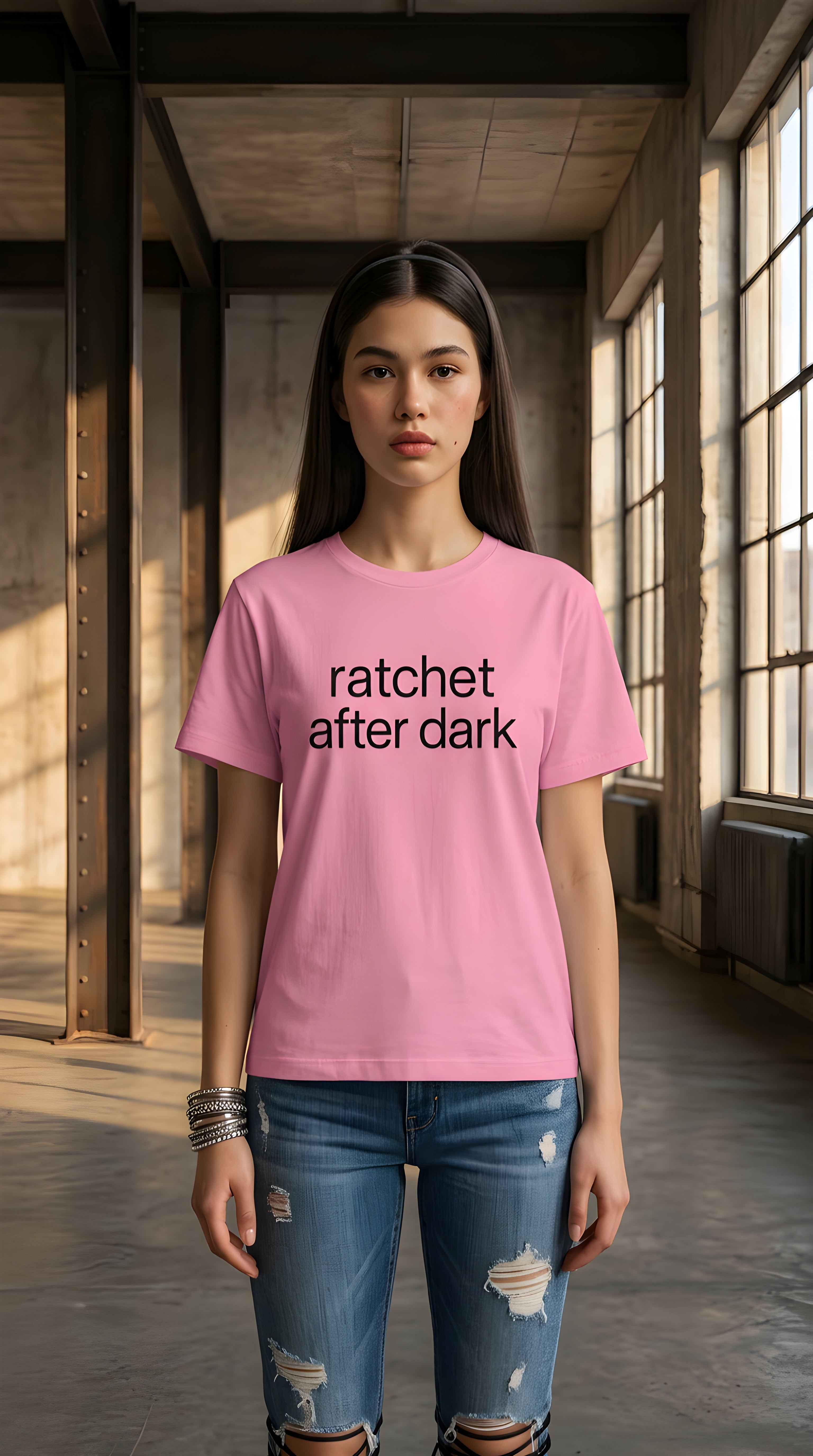 Womens Racthet After Dark  organic ribbed neck Tee